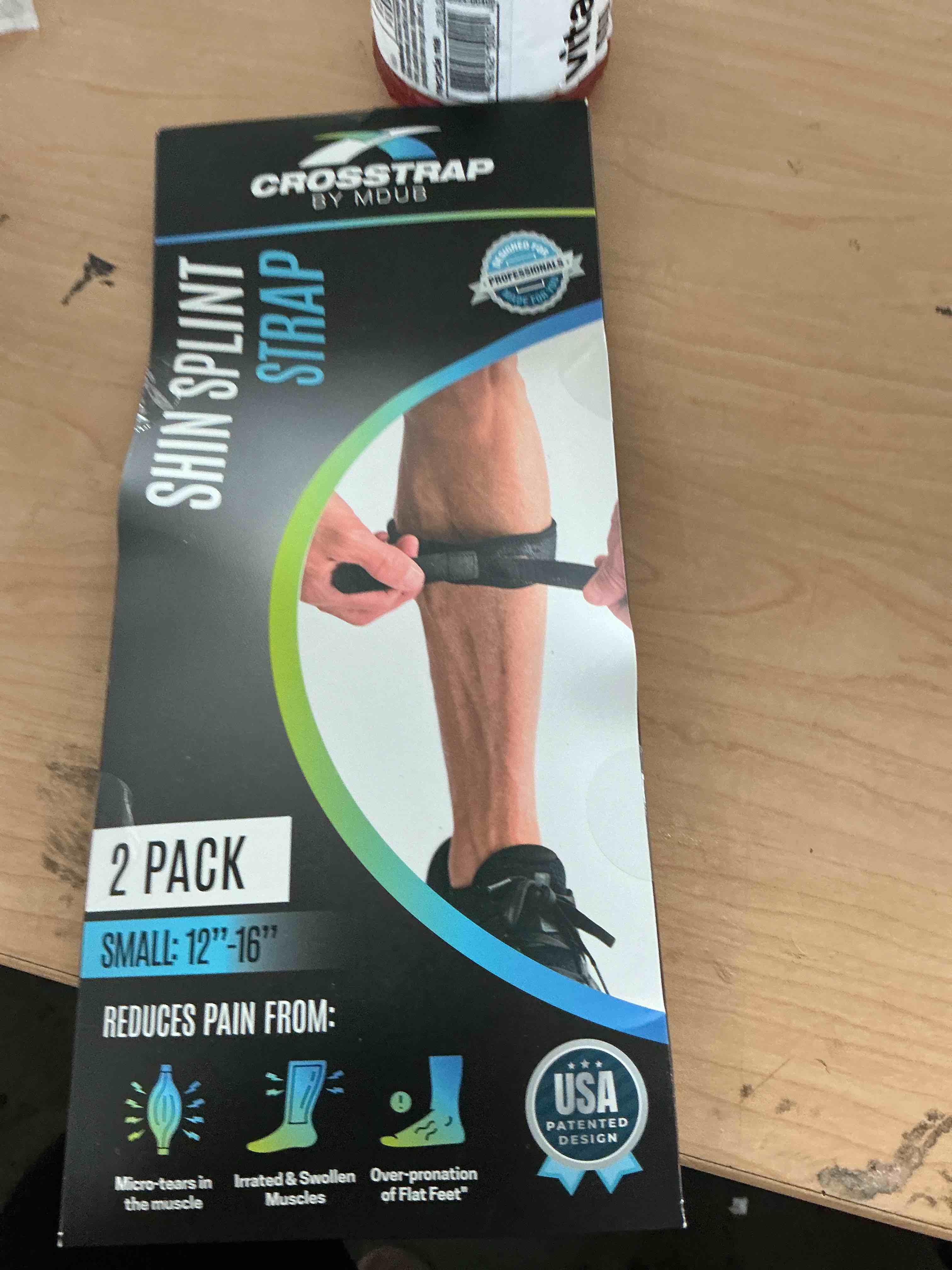Condition photo showing New/Like New for calf & shin supports, shin splint brace | adjustable neoprene shin splint & leg compression support strap | for strains, injuries, pain