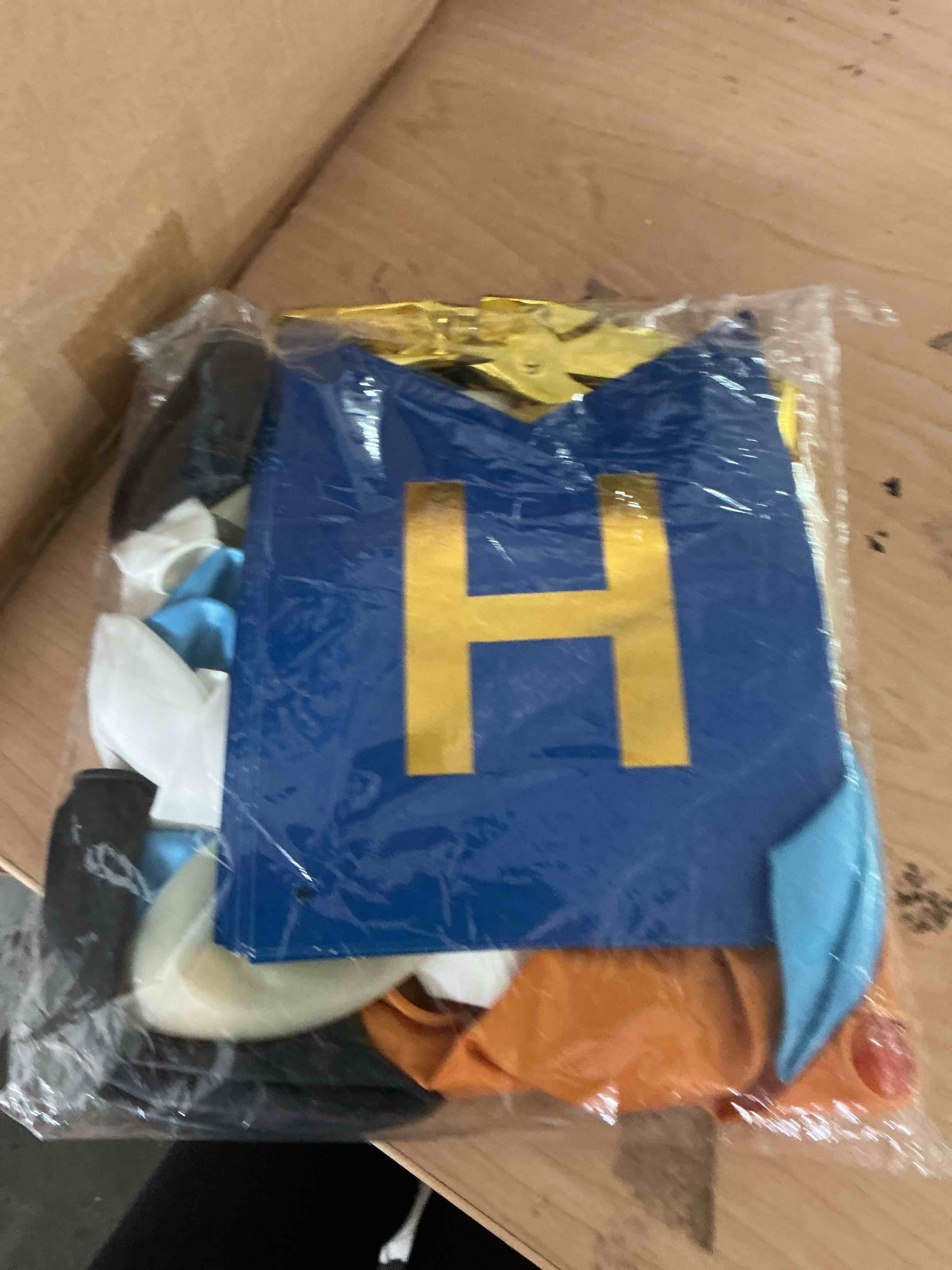Condition photo showing Good Condition for navy blue and gold happy birthday decorations with banner, paper pompoms for boys, girls, men, women - party decorations supplies