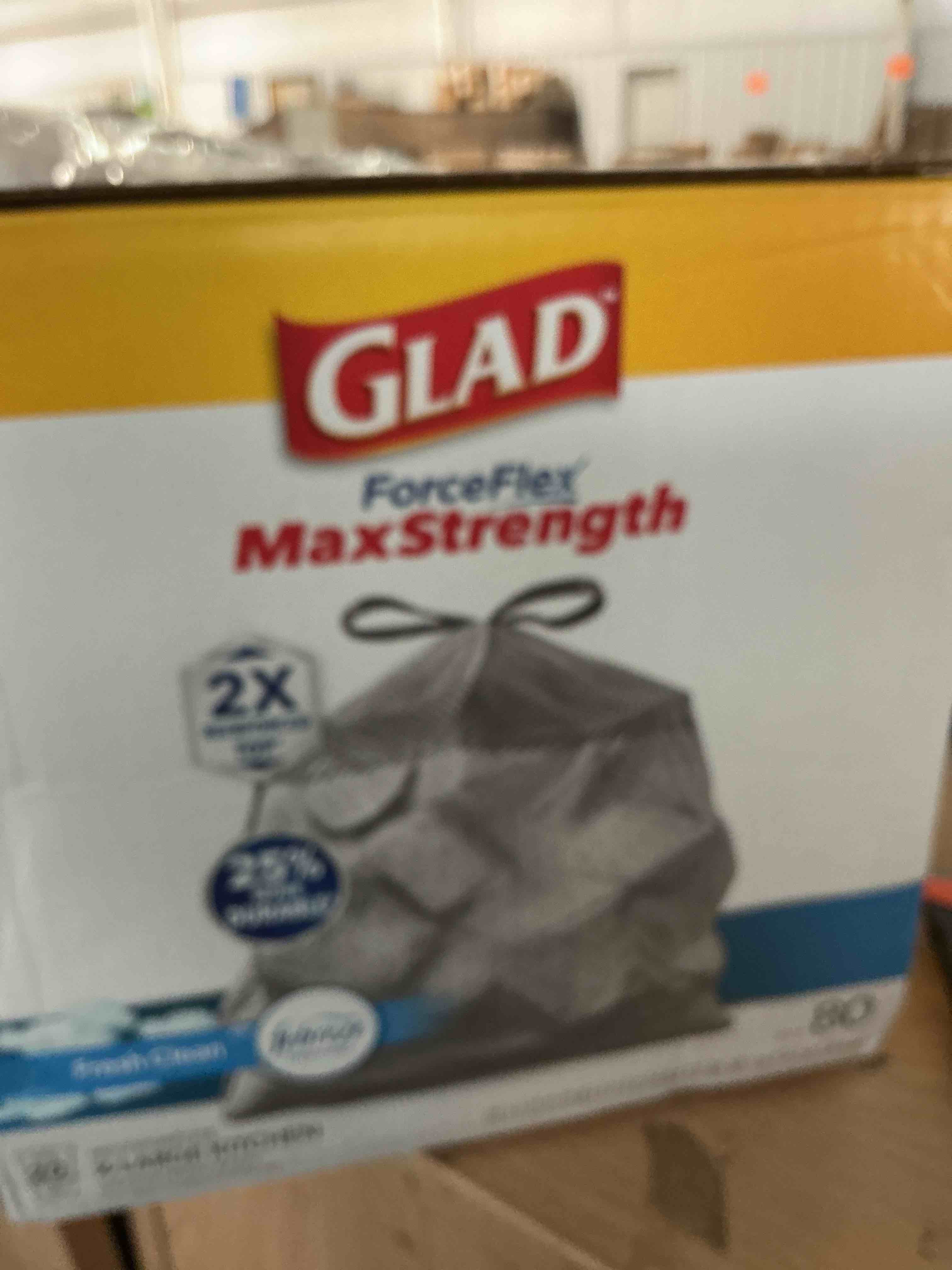Condition photo showing New/Like New for glad forceflex maxstrength leakguard trash bags, 13 gal, fresh air, 90 ct (package may vary)