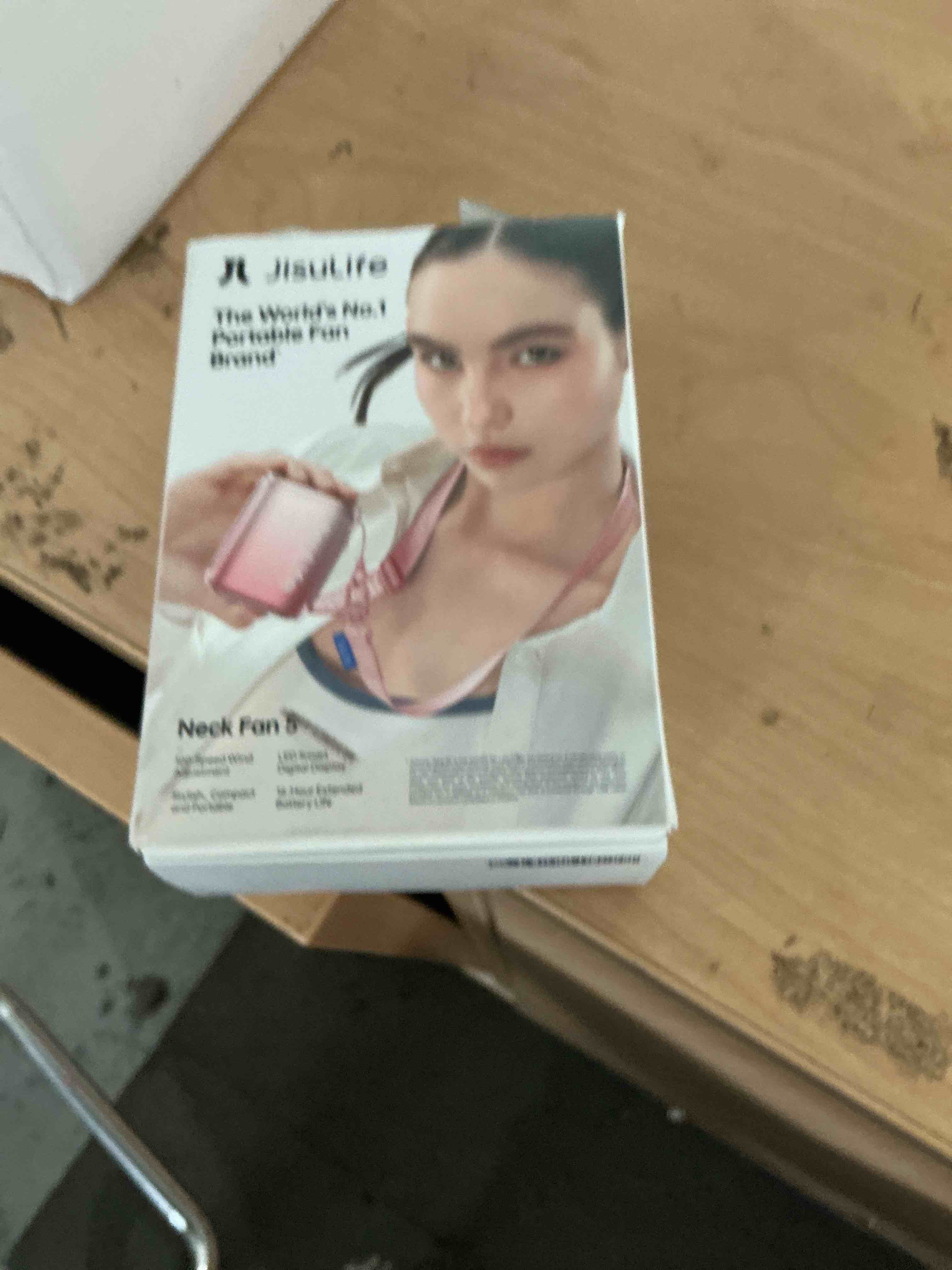 Condition photo showing New/Like New for jisulife portable necklace fan with 100 speeds, 40000rpm, digital display, 4500mah personal waist fan for 16h cooling, clip-on wearable design for outdoor travel, fashionable gift for women(pink)
