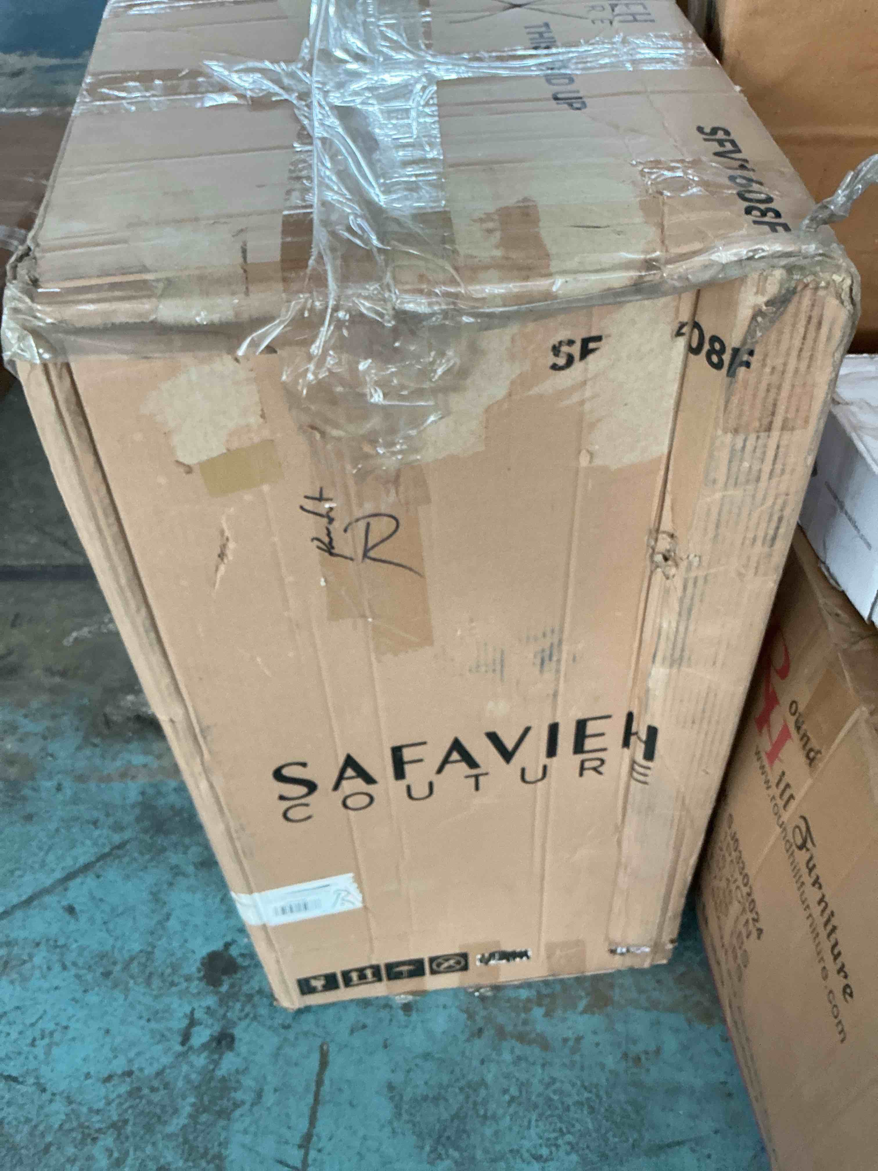 Condition photo showing Good Condition for laylie rattan and boucle counter stool - sfv1608 - medium oak/white - safavieh couture