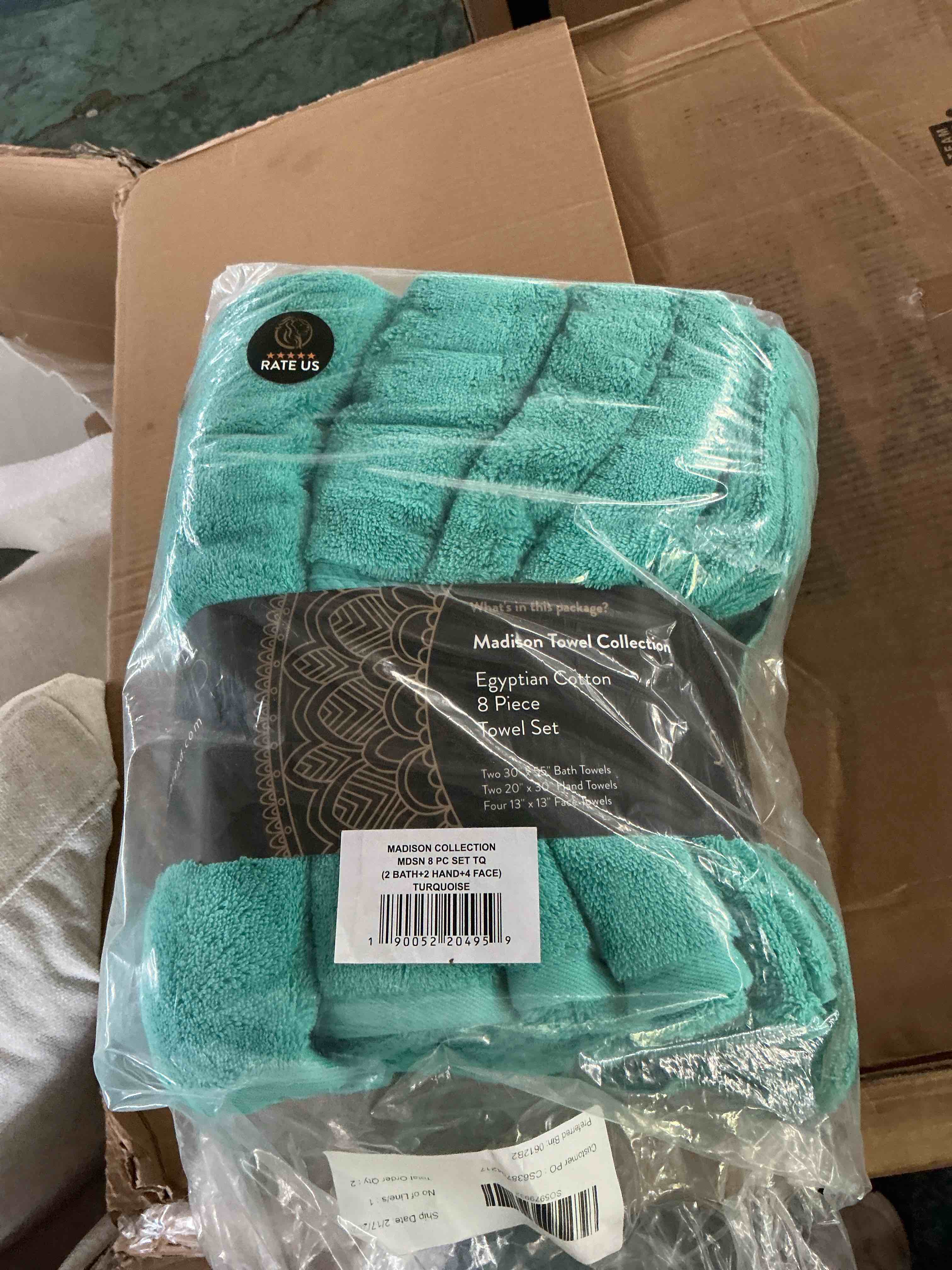 Condition photo showing New/Like New for superior egyptian cotton ultra plush & absorbent, 4piece set, turquoise