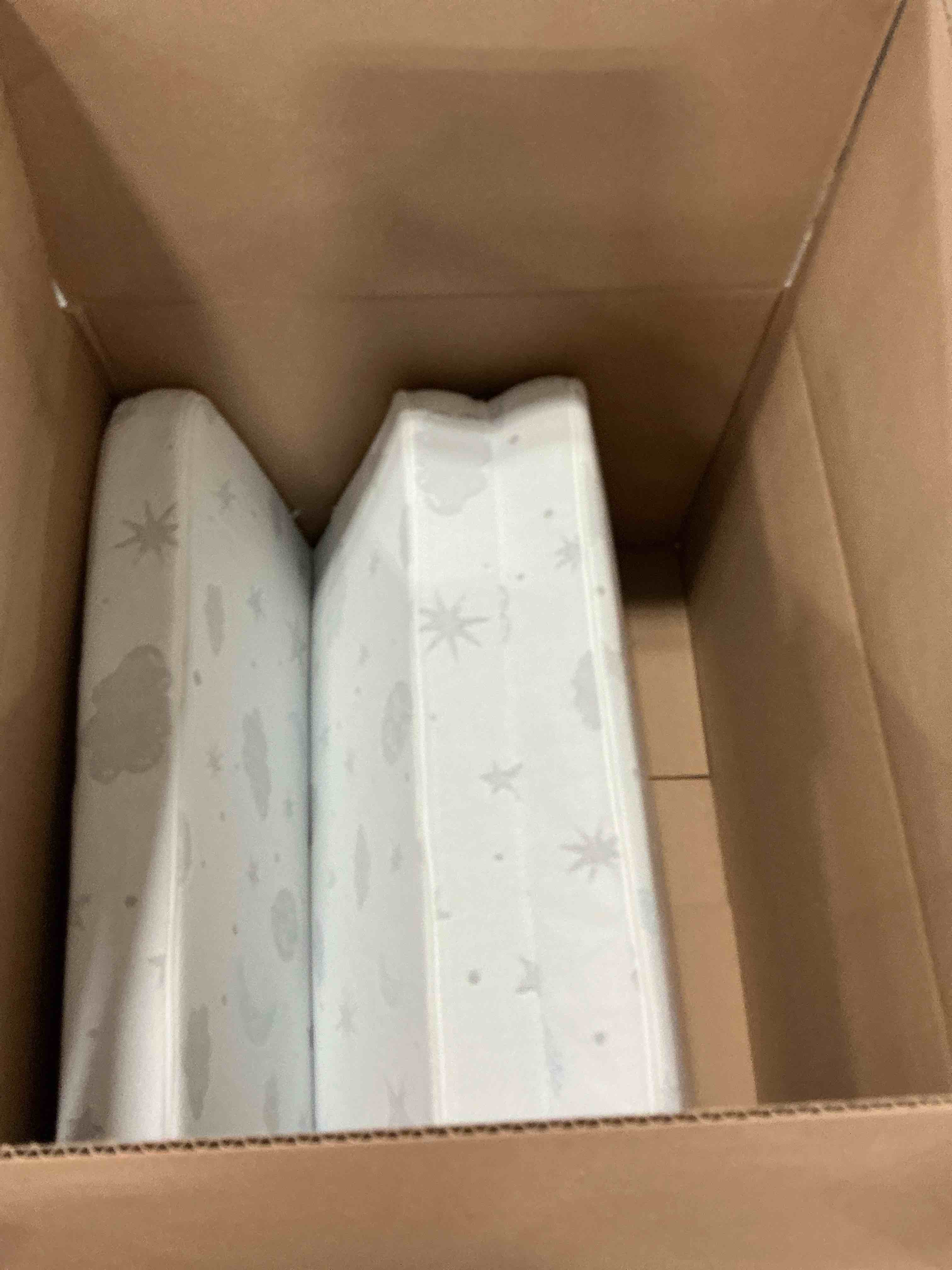 Condition photo showing New/Like New for babylicious waterproof pack and play mattress topper | 38" x 26" x 1.5" | trifold style - breathable soft plush foam - portable mattress topper- baby foam mattresses for babies dreamy
