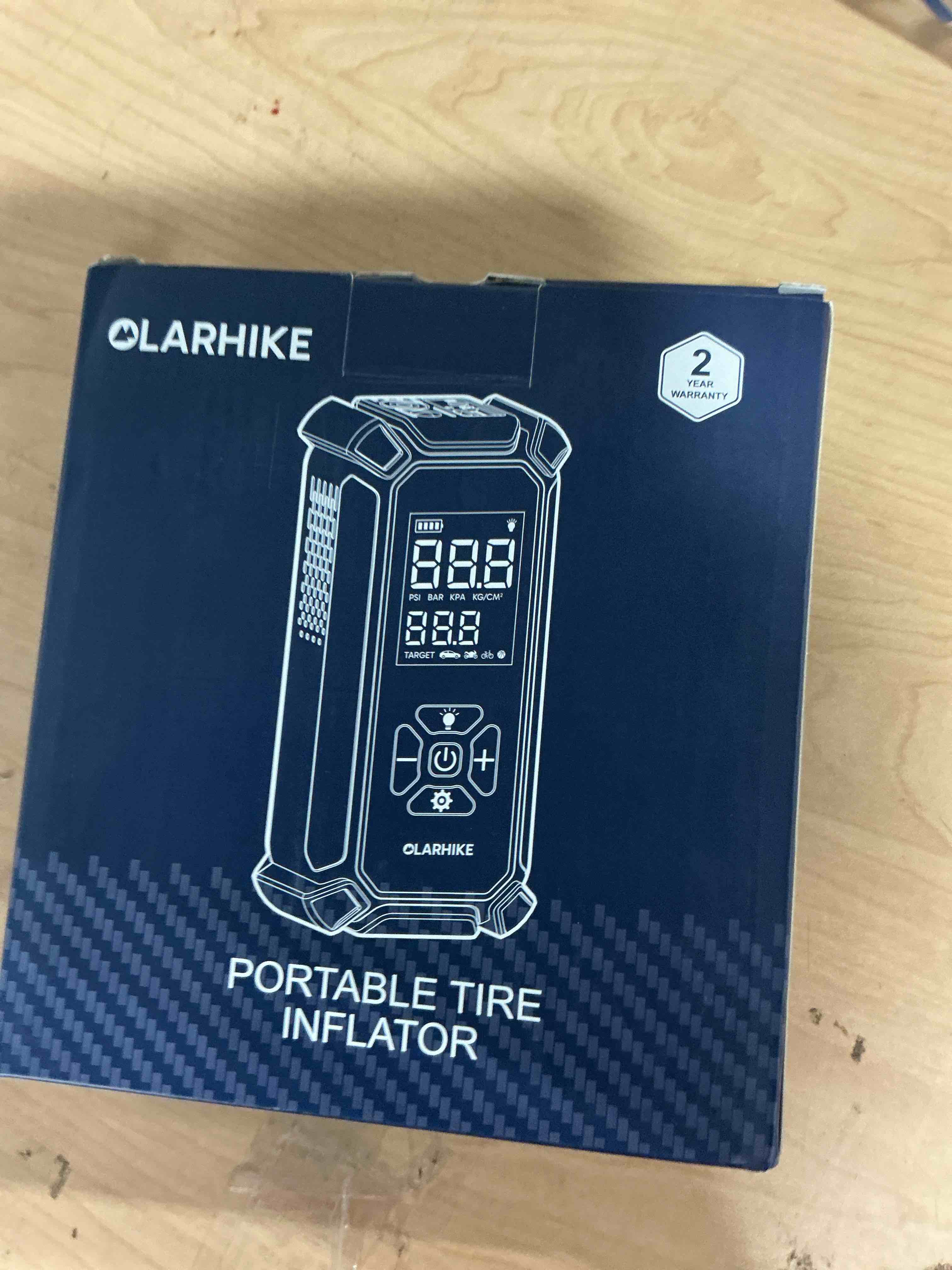 Condition photo showing New/Like New for olarhike tire inflator portable air compressor, dual power-3 * 2000mah & 12v dc | lightning-fast inflation, auto shut-off, cordless air pump for car tires, bikes, balls with led & digital pressure gauge 1-gray 6000 (large capacity)