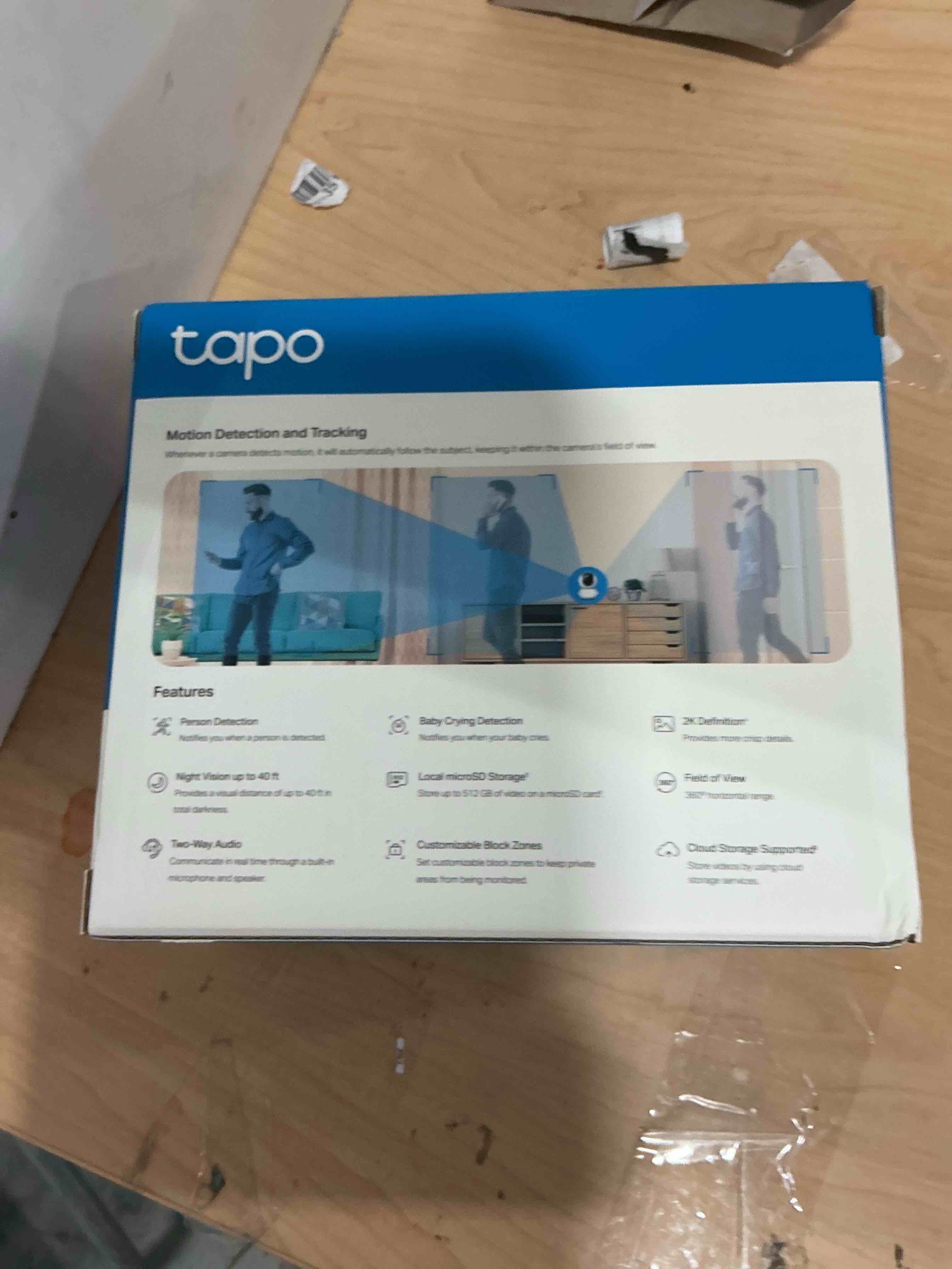 Condition photo showing New/Like New for tapo tp-link 2k pan tilt security camera for baby monitor, dog camera w/motion detection, 2-way audio siren, night vision, cloud &sd card storage (up to 256 gb), works with alexa & google home (c210) indoor only white 1-pack
