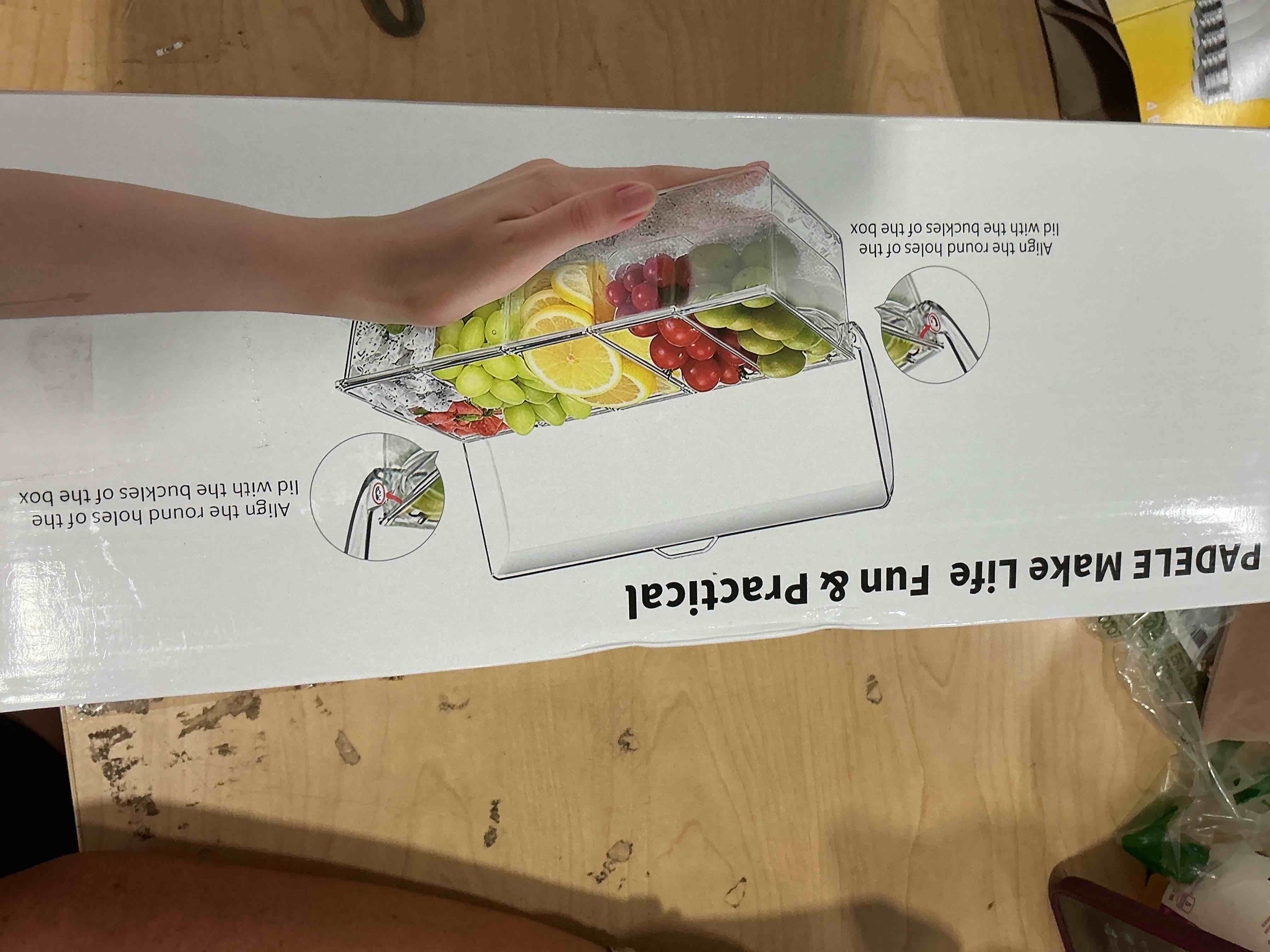 Condition photo showing New/Like New for large ice chilled condiment caddy?chilled condiment containers server with lids for 5 removable compartments (2.5 cup)?serving platters , fruit & garnish tray for party supplies & bar accessories 1