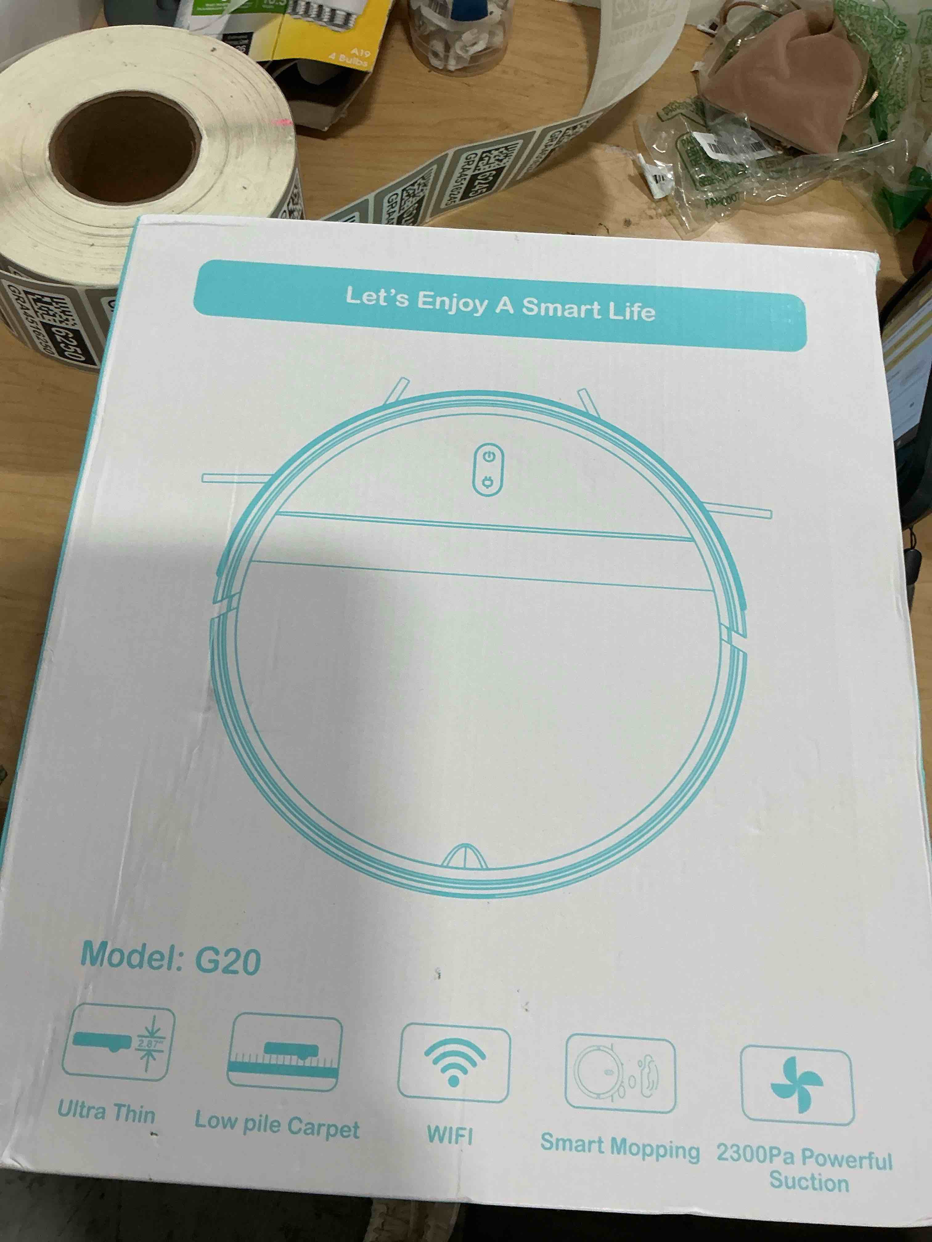 Condition photo showing New/Like New for kilgone ultra-slim 2.8in robot vacuum & mop, quiet 65db, no-tangle, smart 3d obstacle avoidance, 2h runtime for pet hair, hard floor & low-pile carpet, app/alexa jet black
