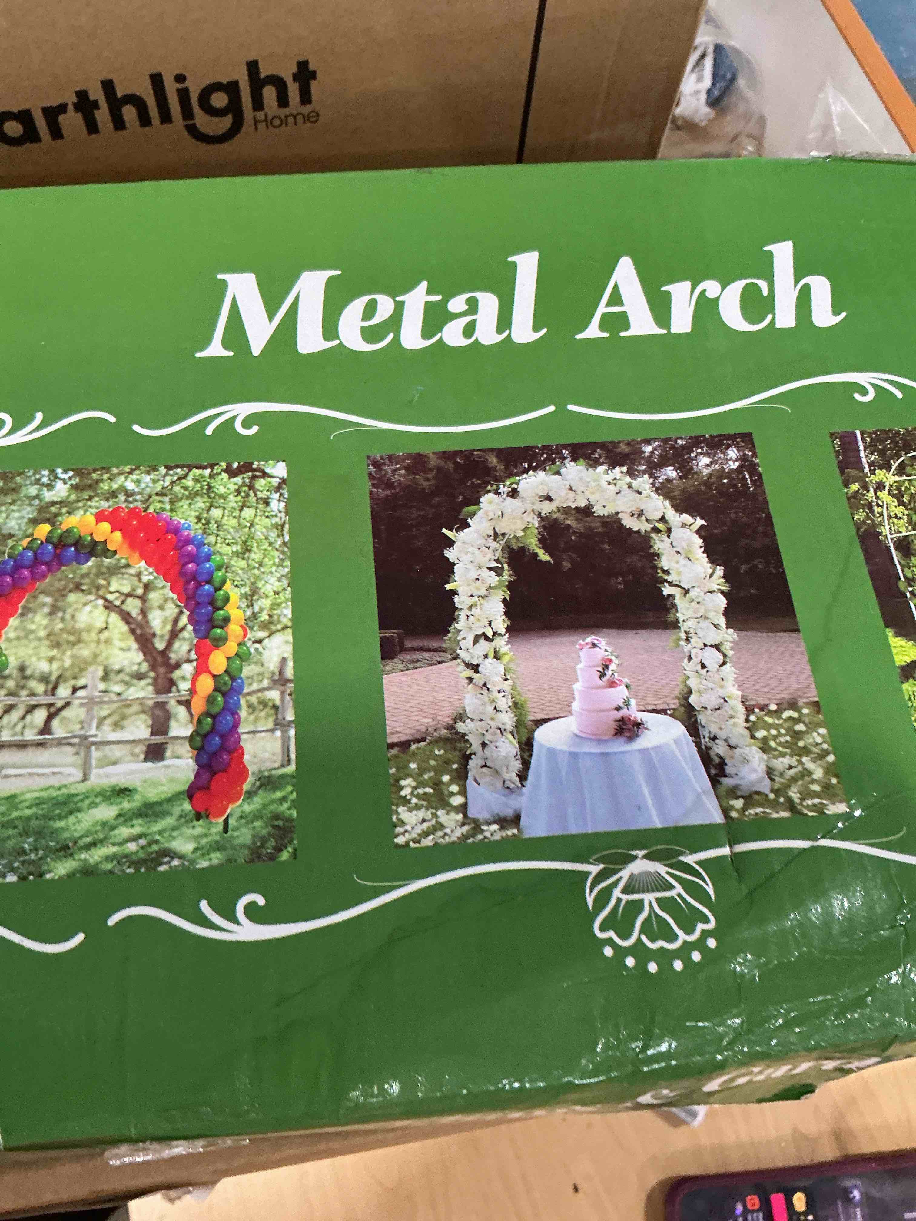 Condition photo showing New/Like New for adorox 7.8ft garden arch trellis for climbing plants, metal arch frame, pumpkin archway outdoor garden arbors and arches for halloween christmas birthday party baby shower decoration(black) black 1pc