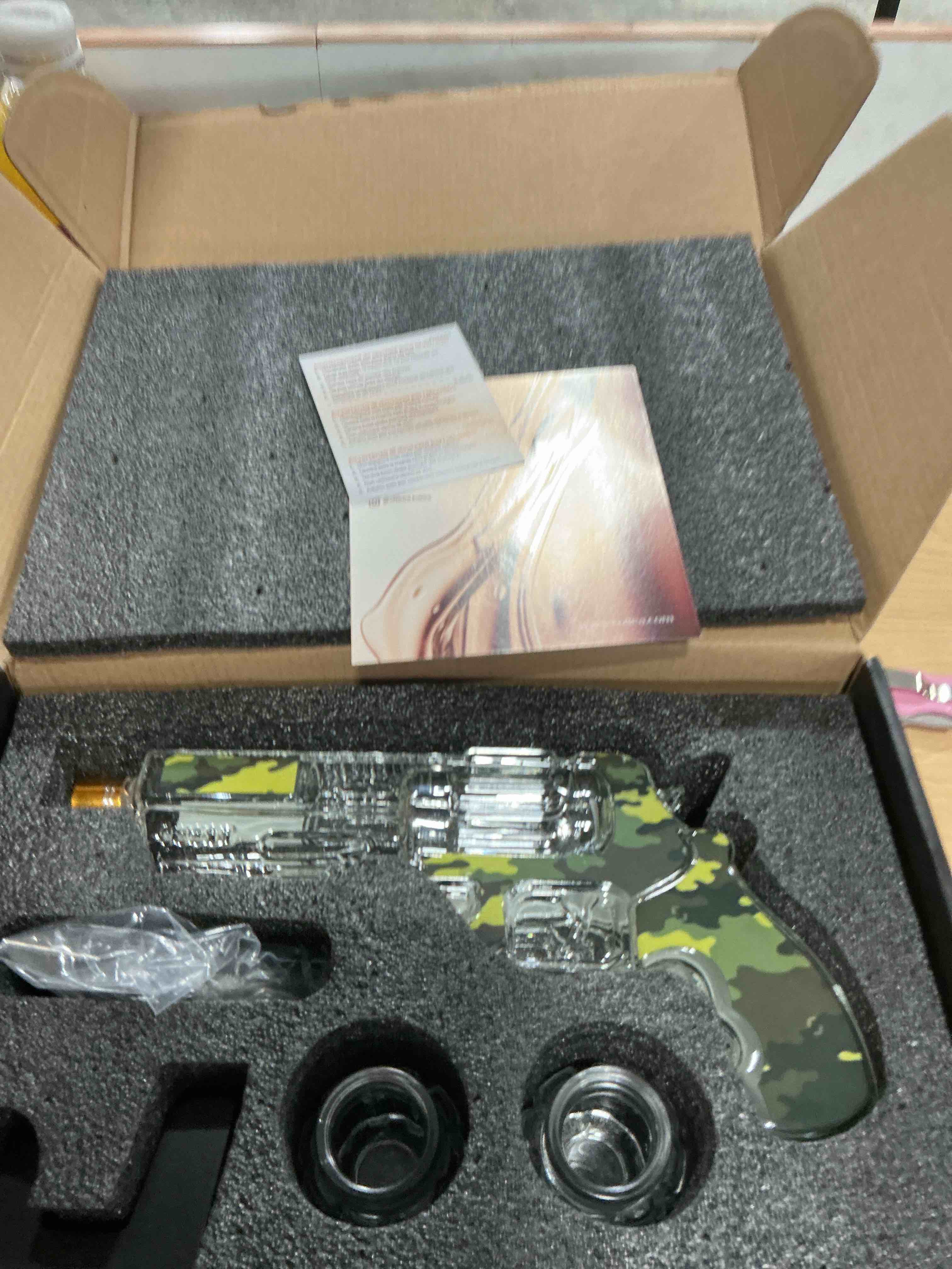 Condition photo showing New/Like New for gifts for men dad, 10.5oz/300ml ?handcrafted?gun whiskey decanter set with shot glass, unique birthday gifts for men dad husband boyfriend brother, vodka liquor dispenser,man cave & home bar decor