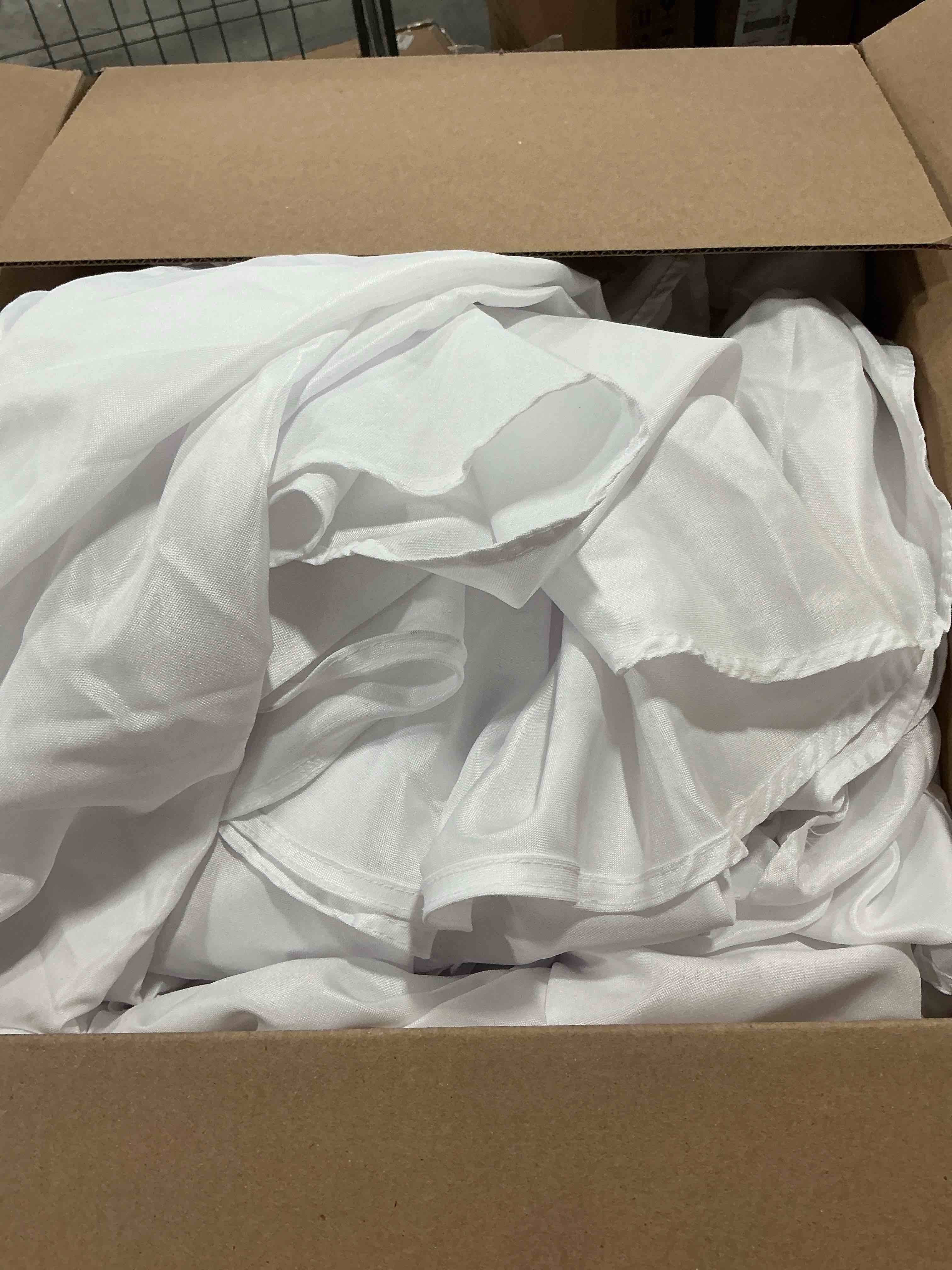 Condition photo showing Good Condition for fitable white tablecloths for rectangle tables, 6 pack - 70 x 120 inches - reusable and washable table clothes for 6-8 ft tables, polyester fabric table covers for wedding, party, banquet white 70x120 in, 6 pack