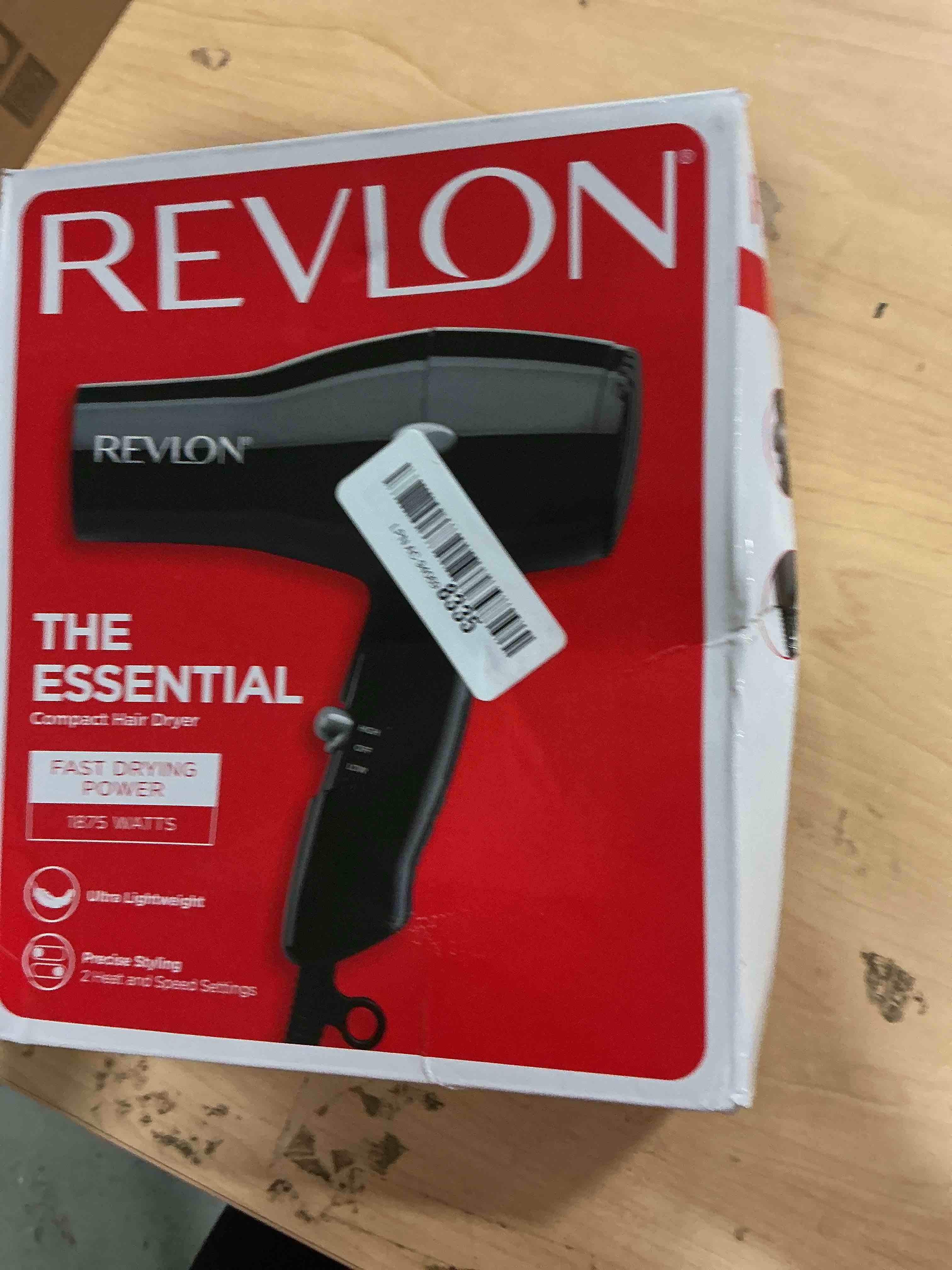 Condition photo showing New/Like New for revlon travel hair dryer | salon-style blowouts, lightweight design, 1875 watts for fast drying with 2 heat & speed settings for drying and styling flexibility (black)