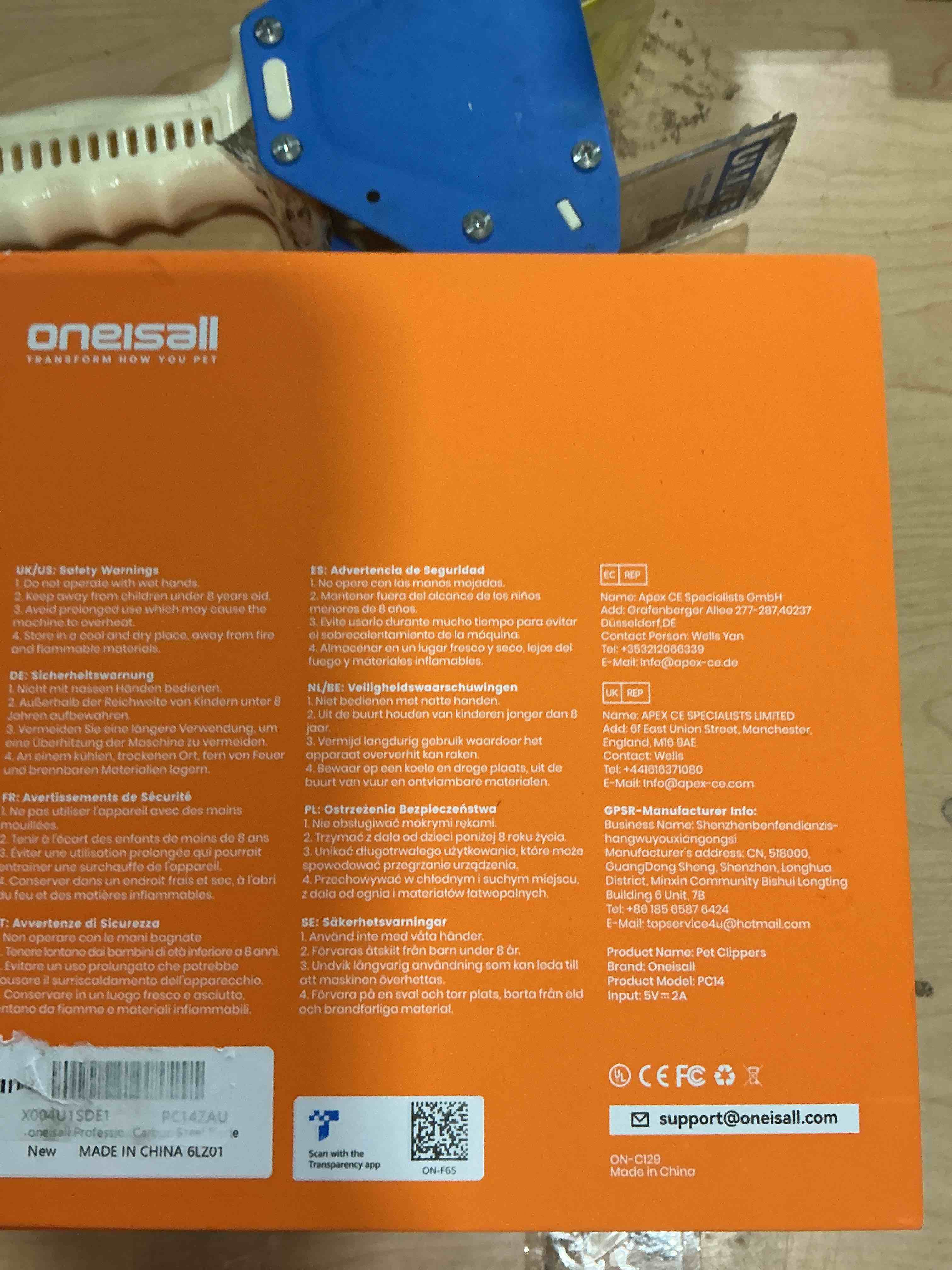 Condition photo showing New/Like New for oneisall professional dog grooming clippers, cordless professional dog clippers for grooming, 2-speed heavy duty clippers for thick curly matted coats, a5 blade, detachable batteries, metal combs