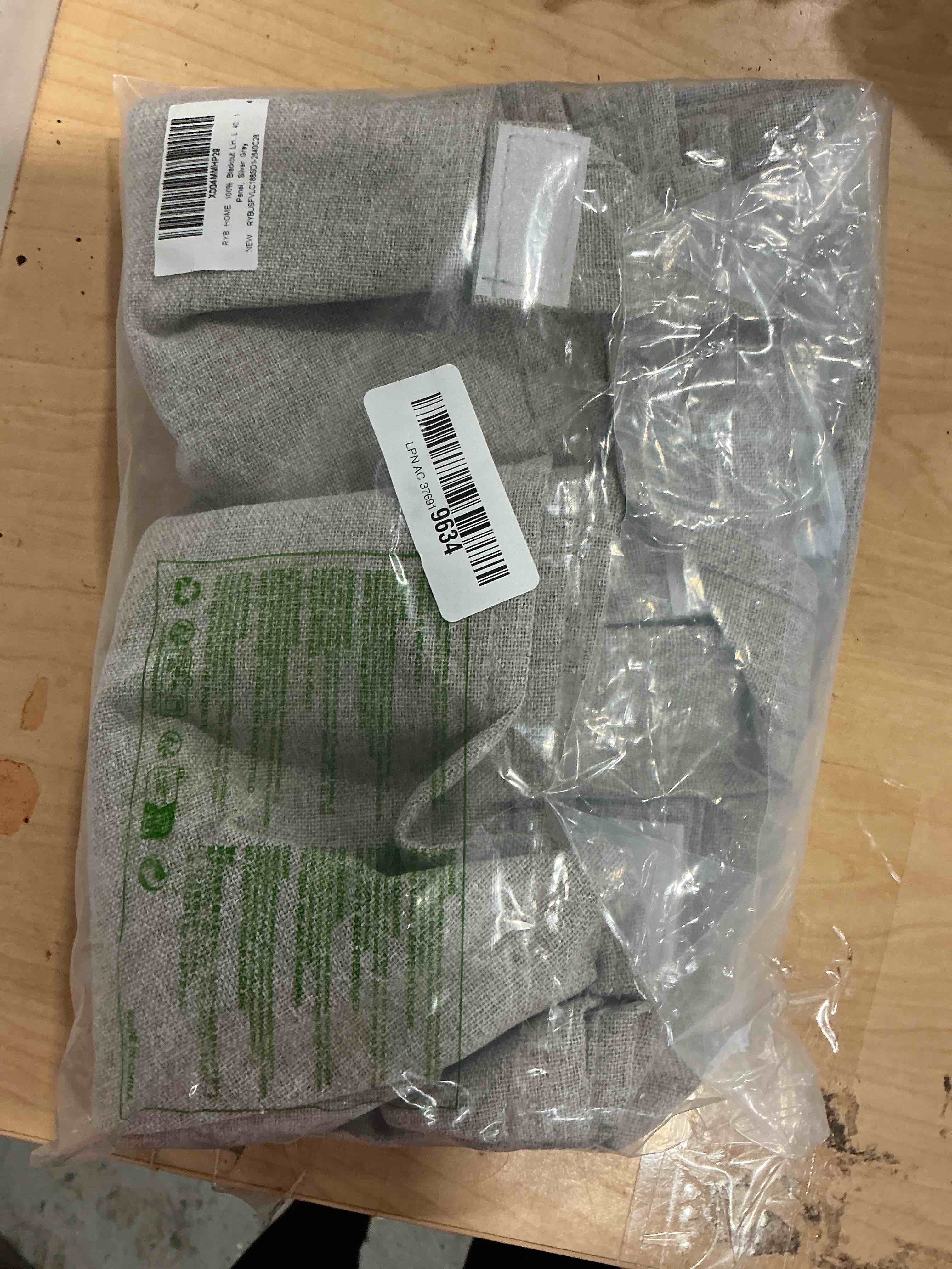 Condition photo showing New/Like New for ryb home 100% blackout linen door window curtains for french door, tricia room darkening adhesive privacy assured thermal insulated blinds for kitchen glass window, w 26 x l 40, 1 panel, silver grey 26"w x 40"l (pack of 1) silver grey