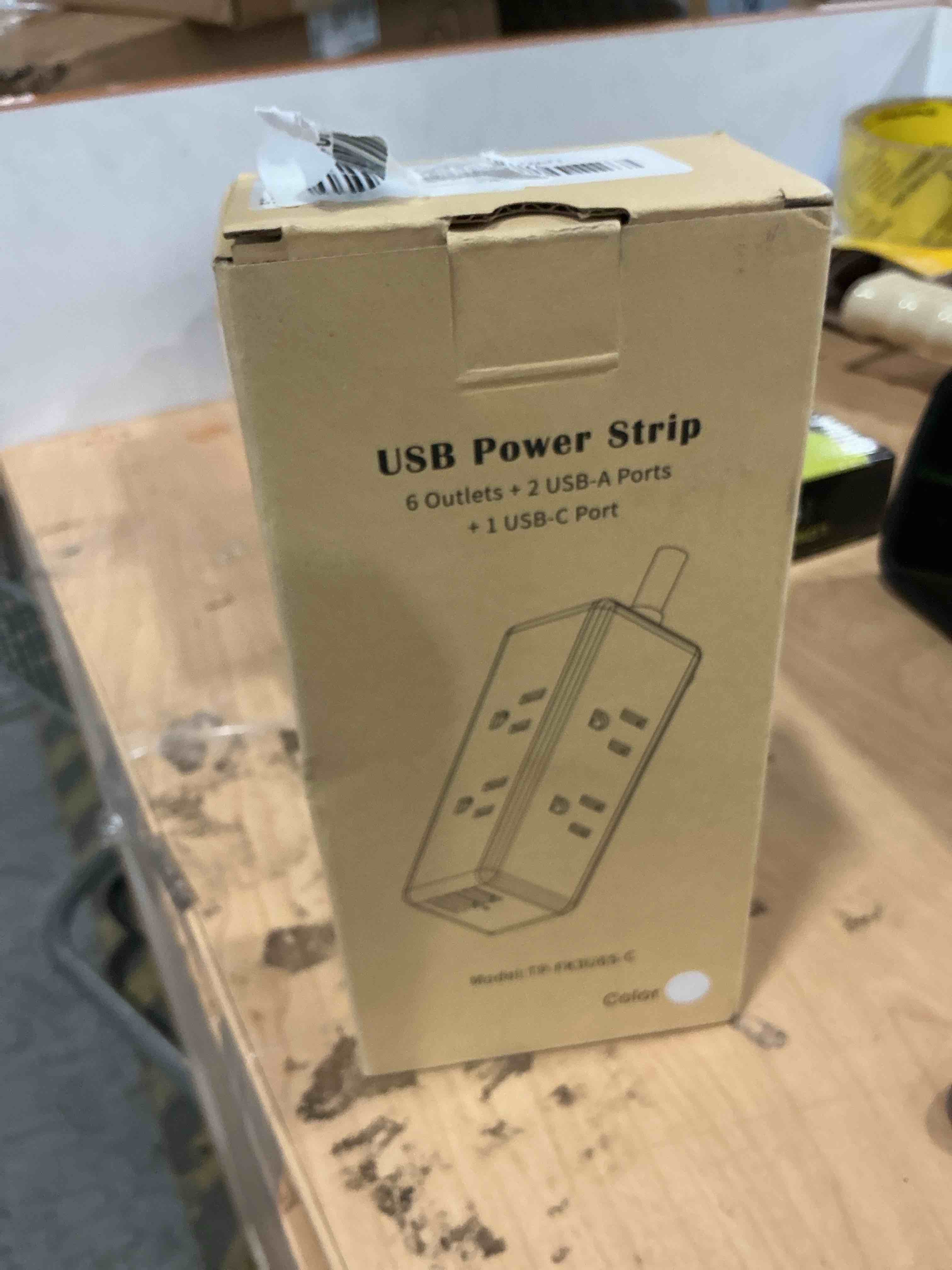 Condition photo showing New/Like New for 2 prong power strip, toprek 2 prong to 3 prong outlet adapter, 1440j 2 prong surge protector with 6 outlets & 3 usb, 5ft 2 prong extension cord with swiveling flat plug, ideal for non-grounded outlet white