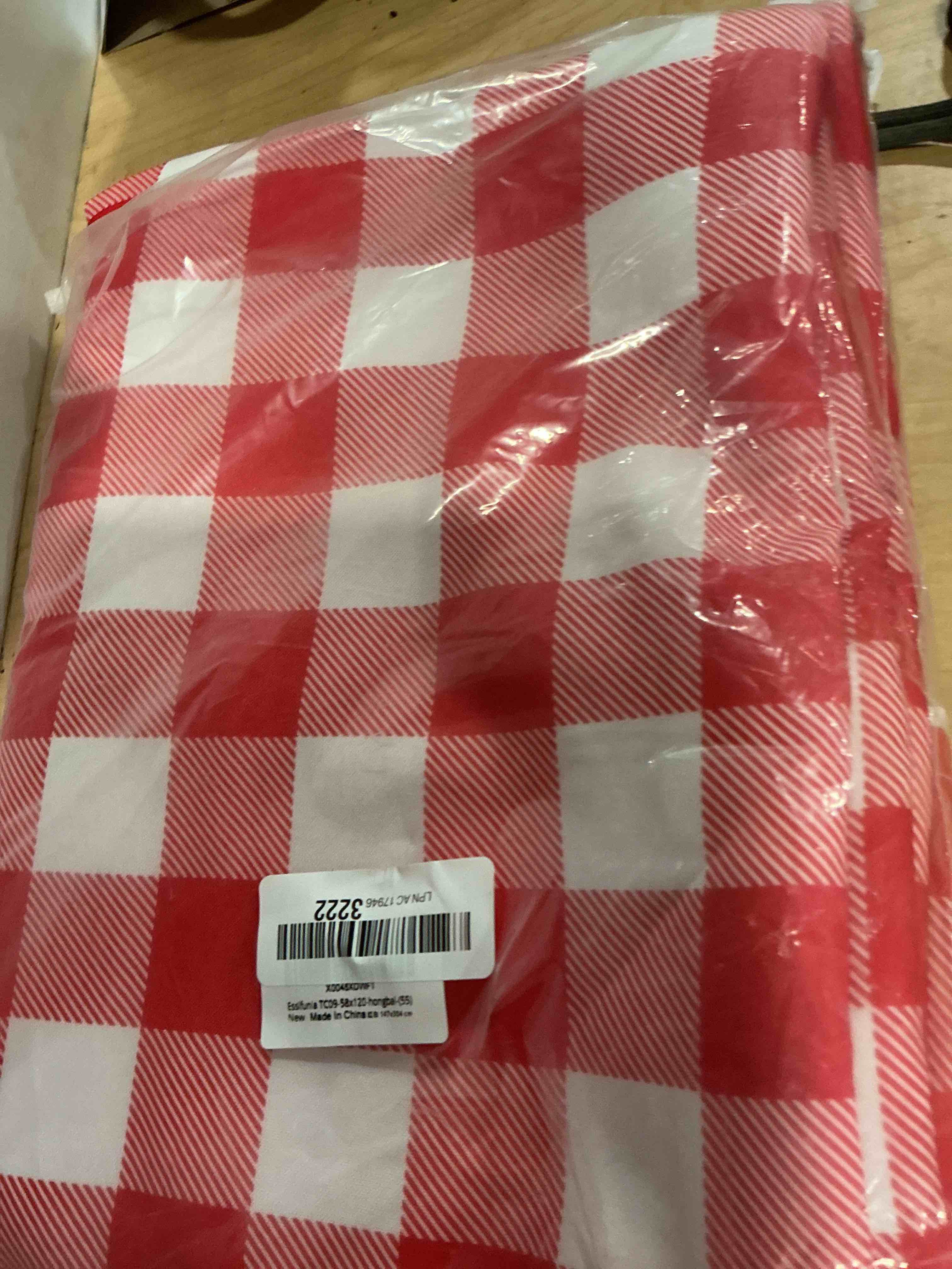 Condition photo showing New/Like New for classic gingham tablecloth fabric - oblong 58x120 water resistant chequered pattern table cloth for indoor/outdoor use - tabletop cover for birthday, picnics, gardens, and parties red white 120" x 58" (rectangular)