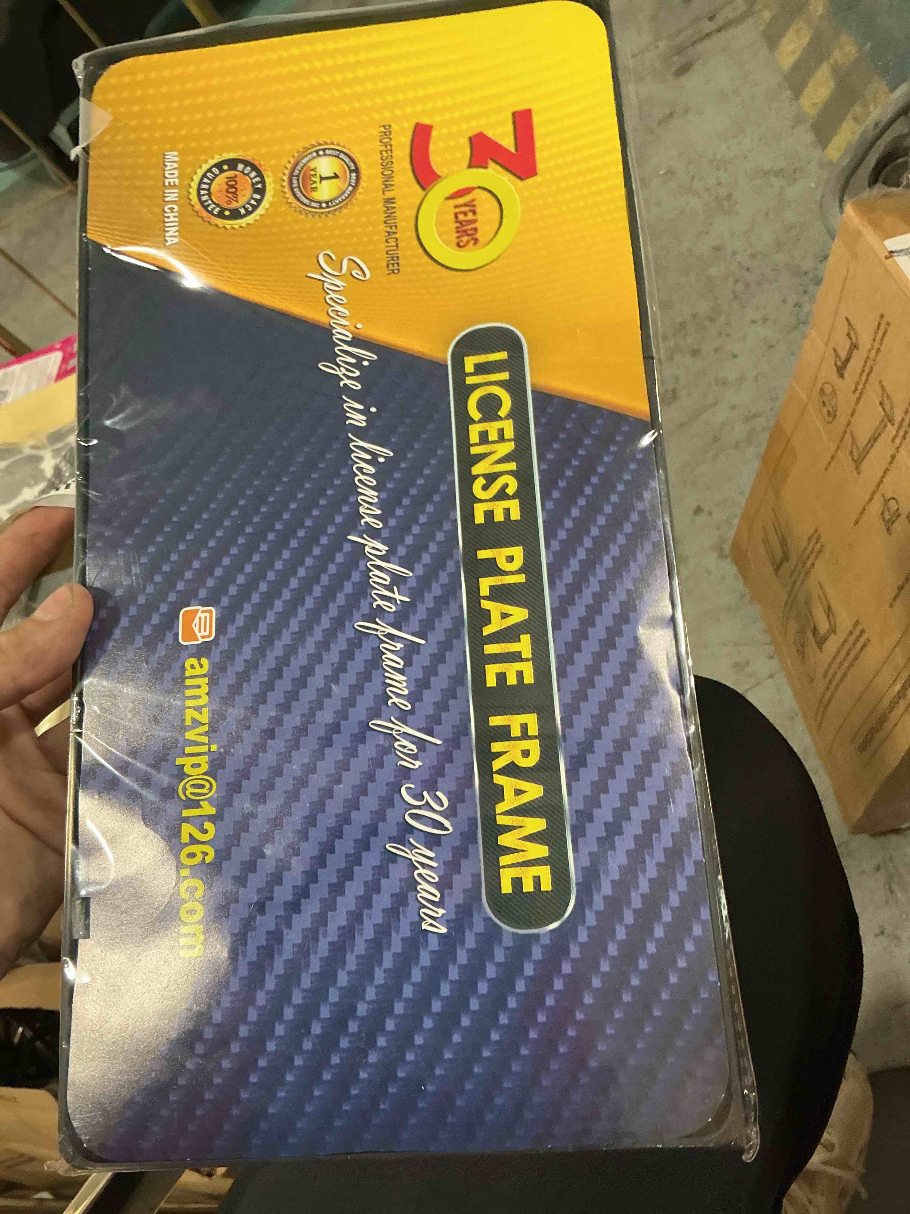 Condition photo showing New/Like New for premium matte black license plate frames, 1pack, thin-top design, metal