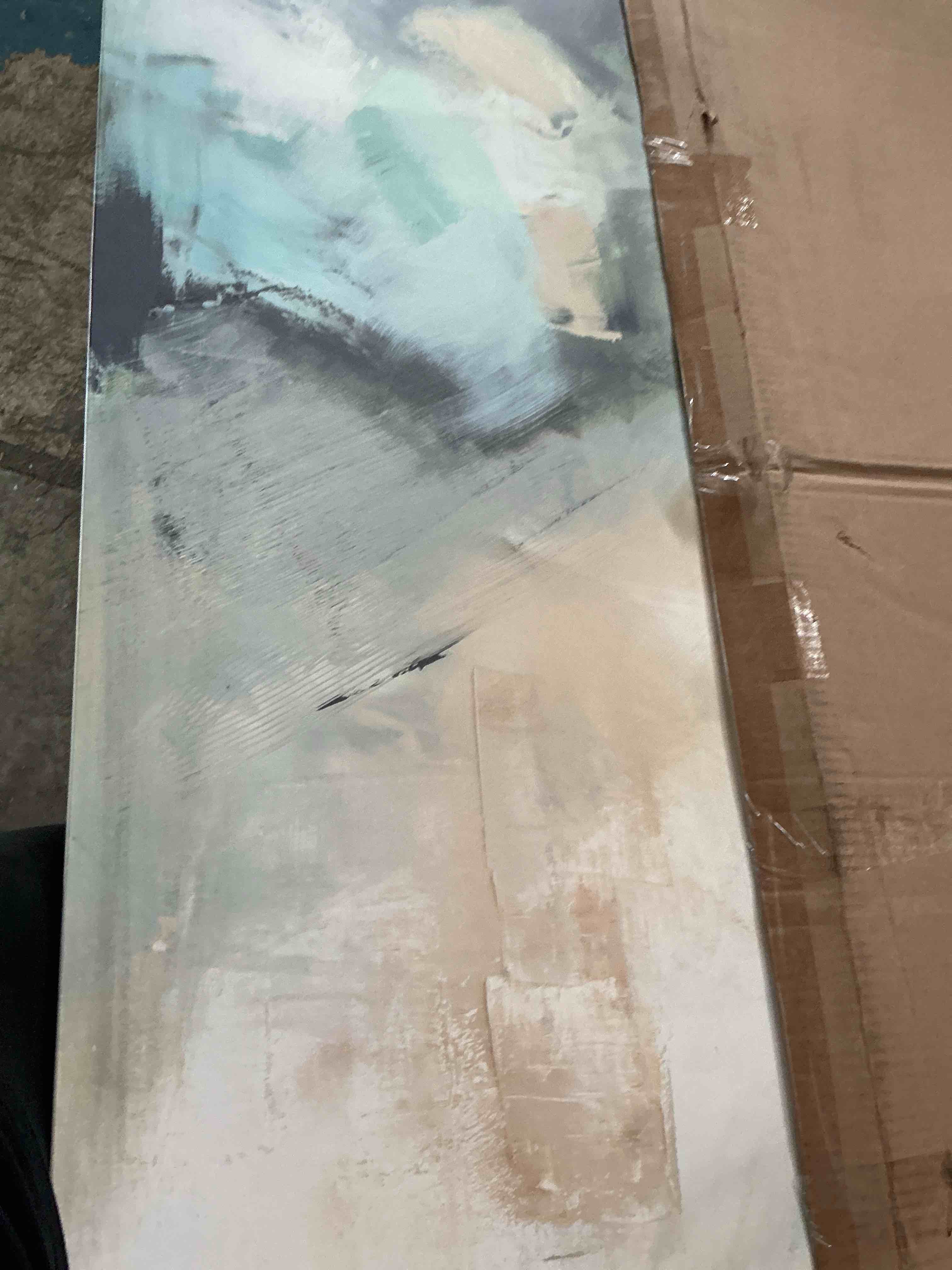 Condition photo showing Good Condition for wexford home landscape wall art premium gallery wrapped canvas abstract ocean forest modern artwork decoration for living room kitchen bathroom office, ready to hang, still evening waters small( piece of wood chipped )