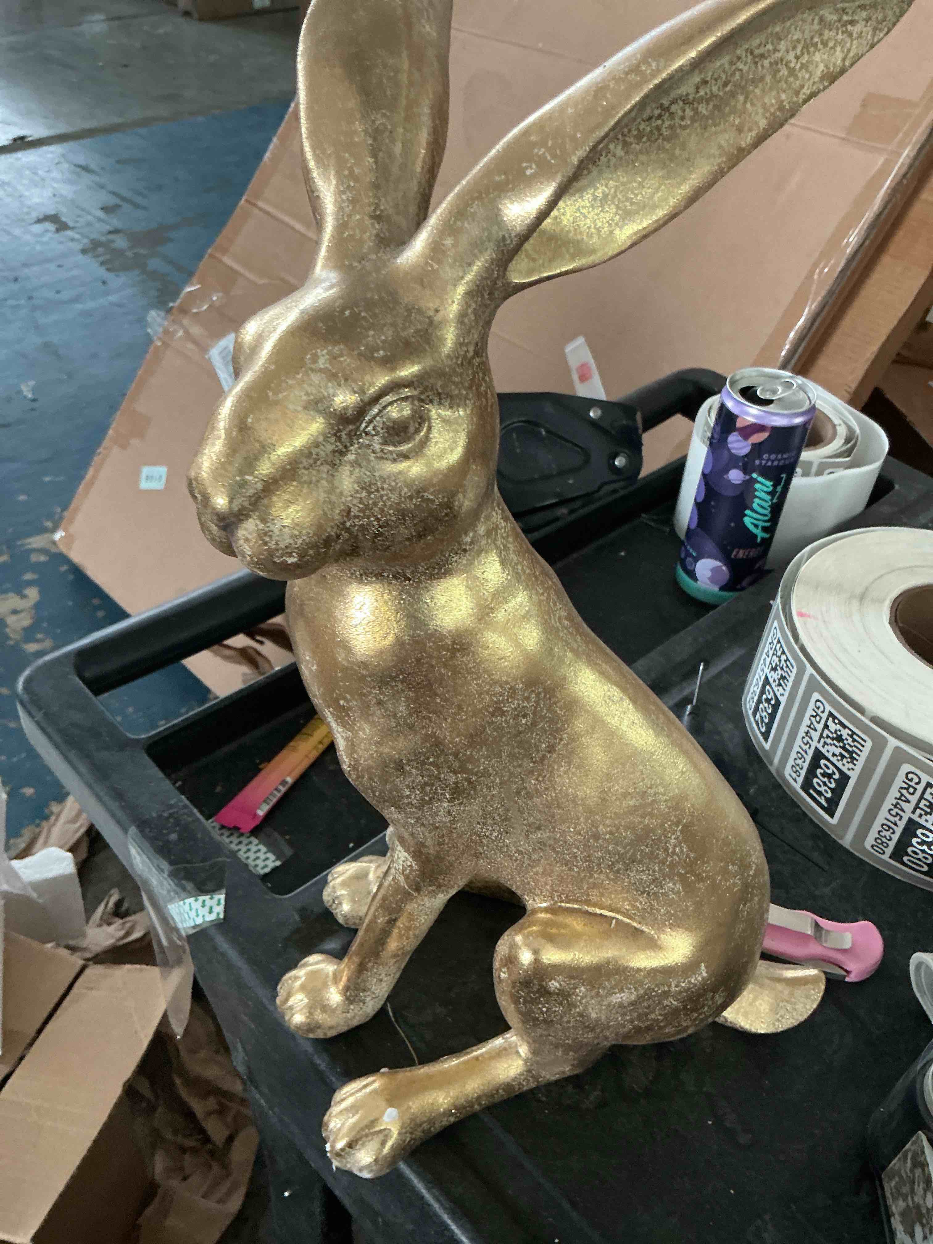 Condition photo showing New/Like New for 15.5" resin bunny - champagne gold