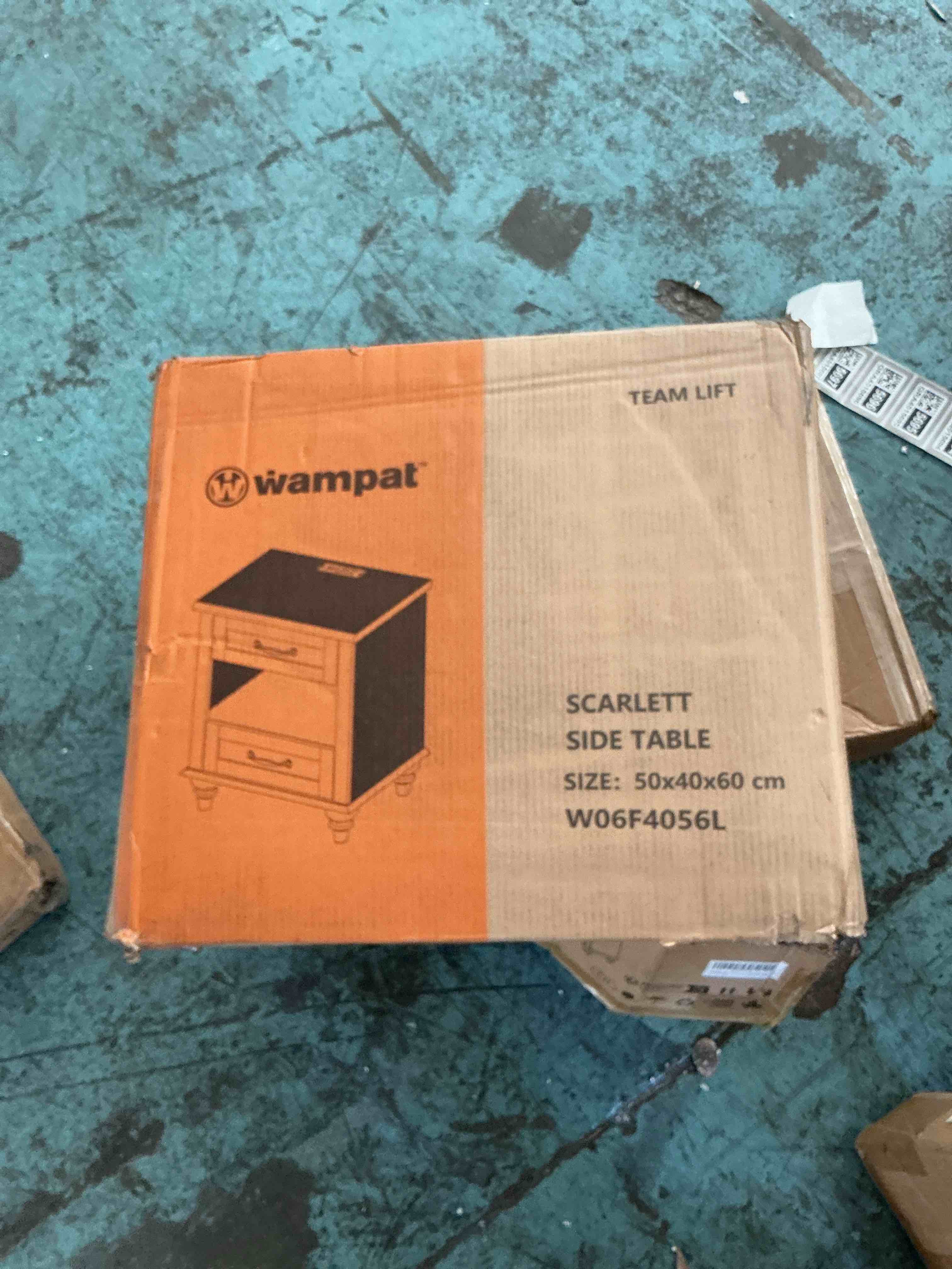 Condition photo showing New/Like New for wampat white oakside table with charging station, elegant nightstand for bedroom with 2 drawers & open shelf, wooden end table bedside table for living room, kids roomwhite oak