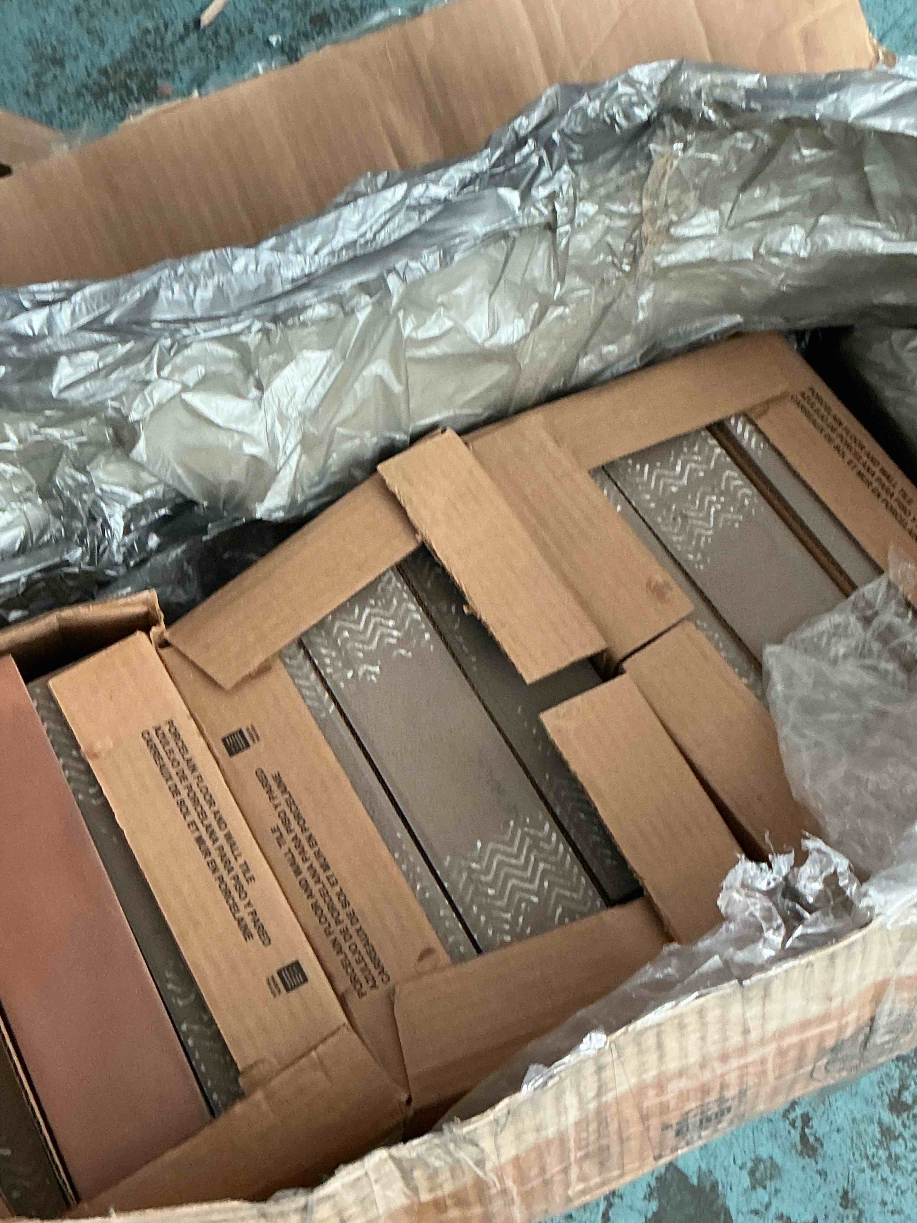 Condition photo showing New/Like New for indoterra brick 2 in. x 9 in. matte porcelain concrete look floor and wall tile (5.72 sq. ft./case)3 boxes
