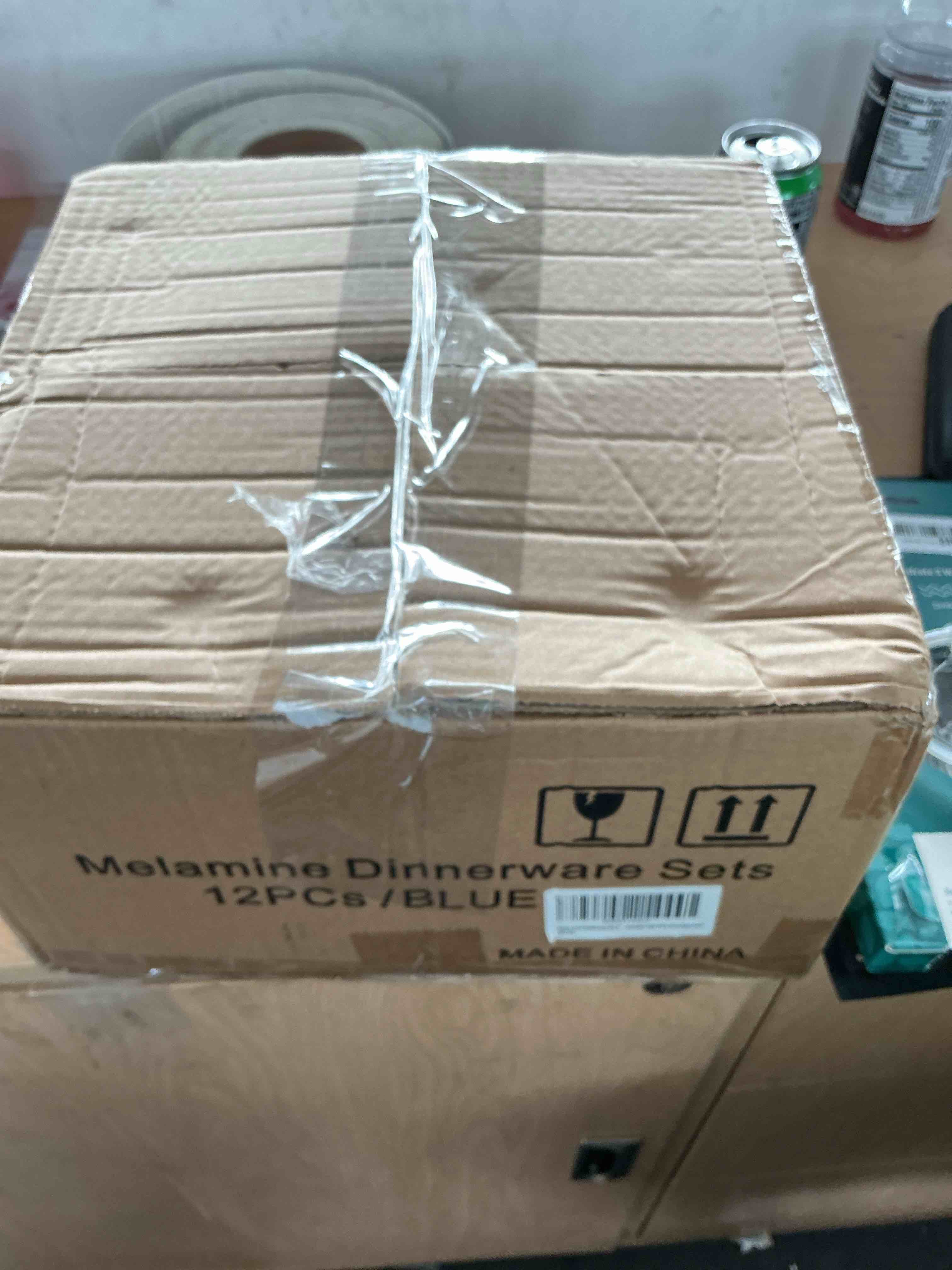 Condition photo showing New/Like New for melamine dinnerware set, plates and bowls sets for 4, 12pcs blue color dinnerware sets, unbreakable dinnerware dishwasher safe bpa free(blue)