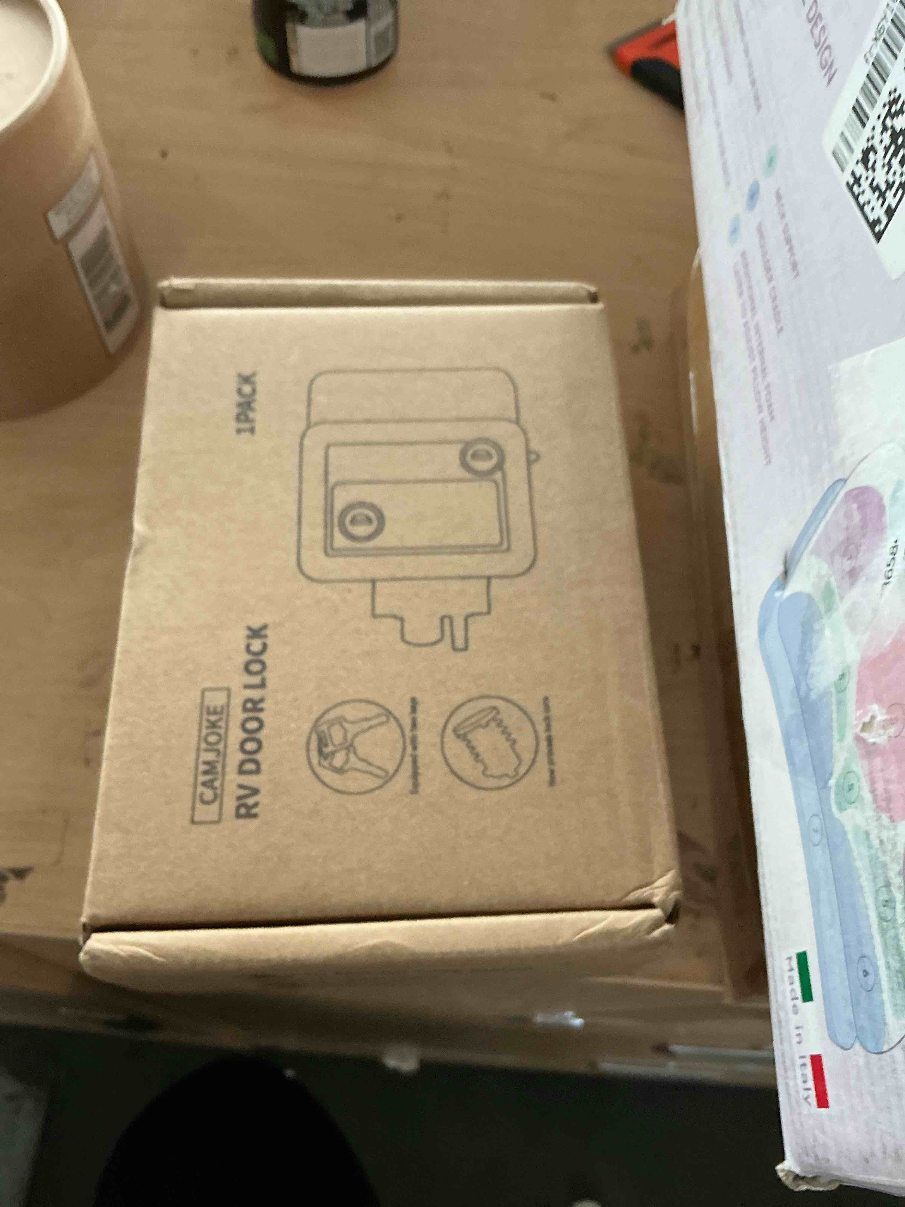 Condition photo showing New/Like New for rv door lock for travel trailers with paddle deadbolt, camper entry door latch, rv lock replacement kit with 4 keys, for cargo hauler horse trailer truck (1 lock 4 keys)