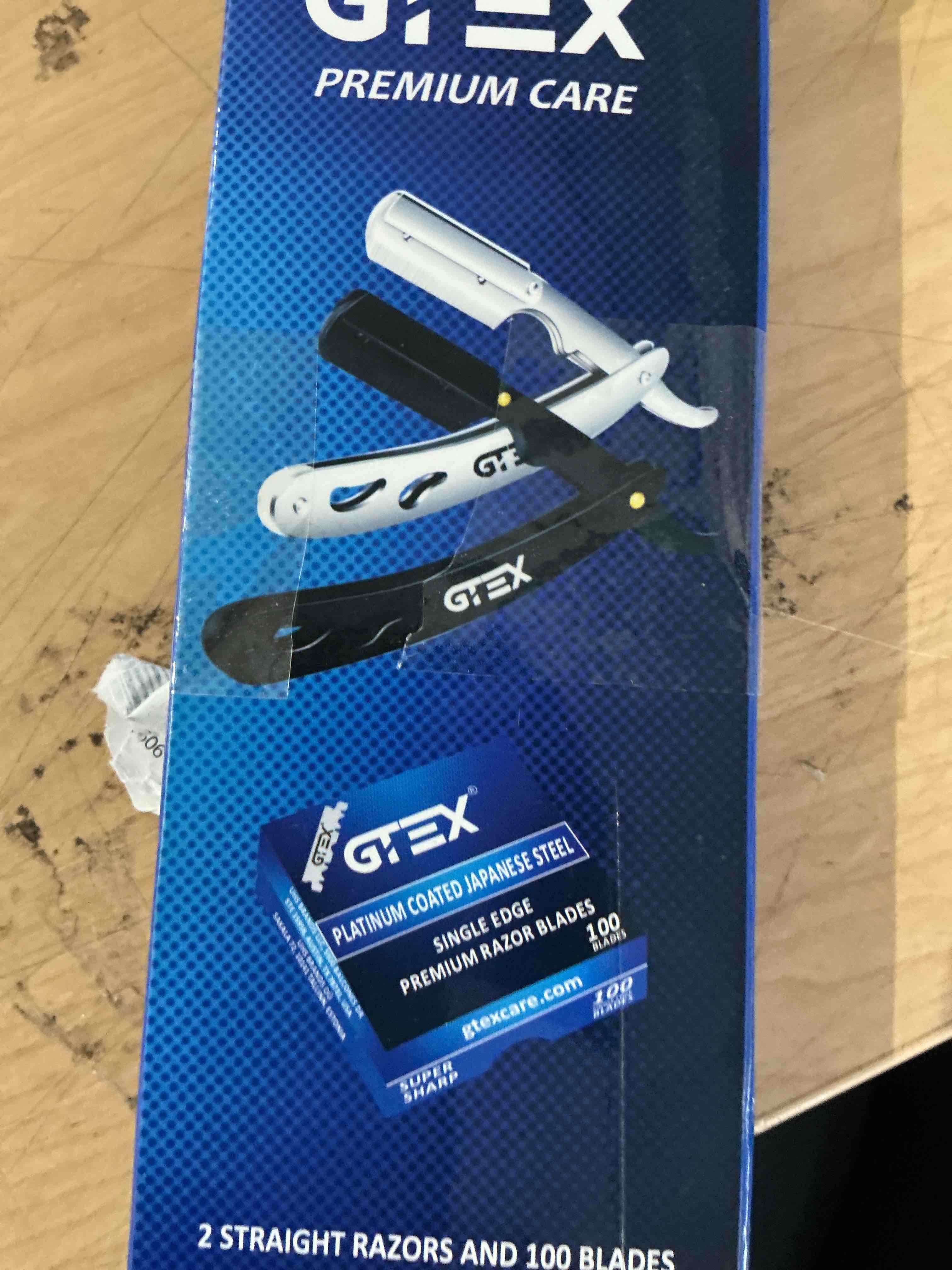 Condition photo showing New/Like New for straight razors for men 100 gtex barber razor blades - 2 professional single blade razors for men navajas para barbero straight edge razor barber beard razor shavette shaving razor kit silver and black