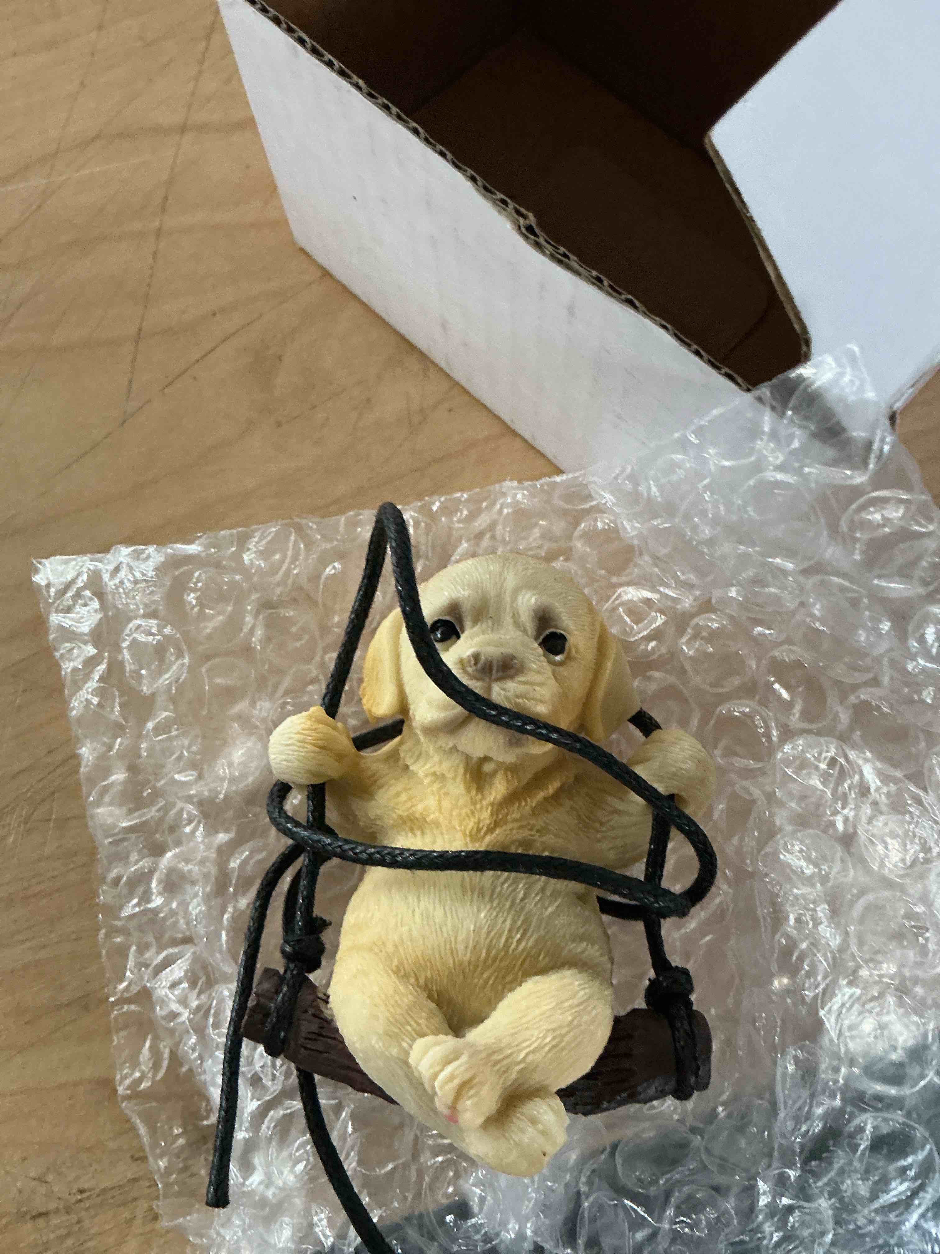 Condition photo showing New/Like New for cute cool swinging dog labrador retriever auto rearview mirrors pendant charm car hanging mirror accessories car decoration accessories decor gifts for women men (yellow golden retriever)
