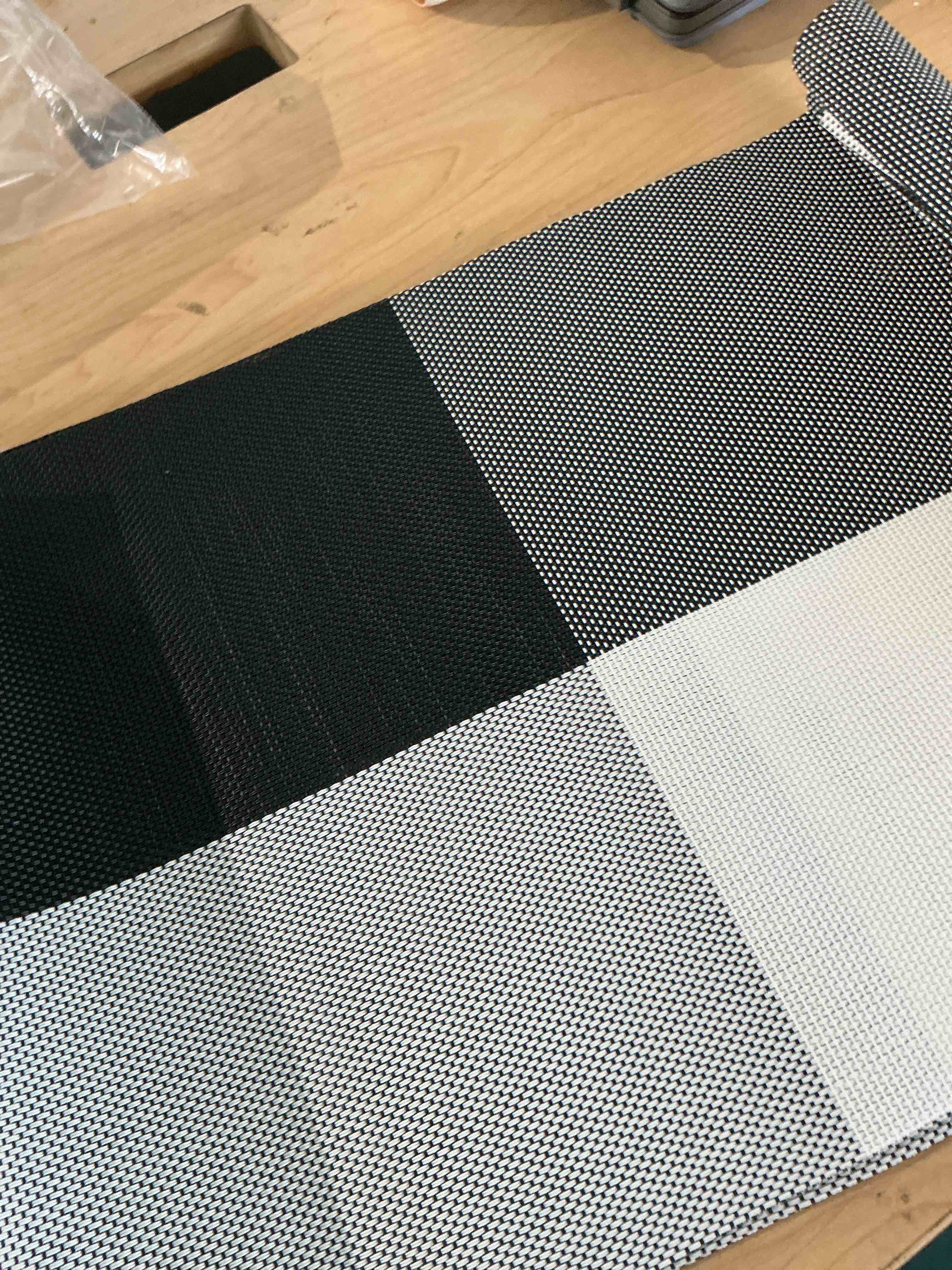 Condition photo showing New/Like New for heloho black placemats set of 6 washable place mats vinyl woven table mats wipeable placemat for kitchen dining table decoration indoor outdoor