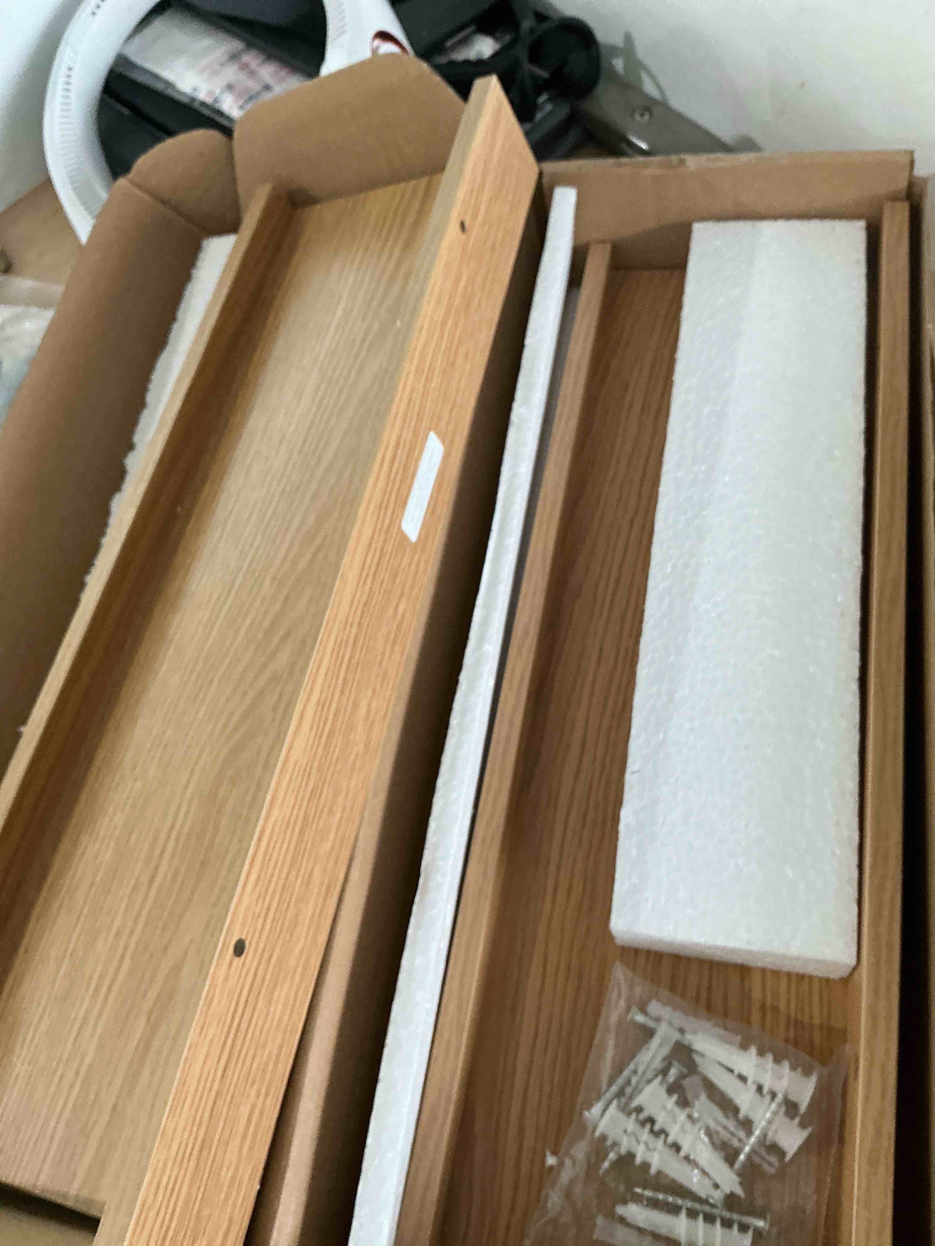 Condition photo showing New/Like New for boswillon floating shelves wall mounted set of 2, modern white shelves for bedroom, nursery shelves with lip, display picture ledge shelf for wall decor living room bathroom kitchen - white white 15.7 in