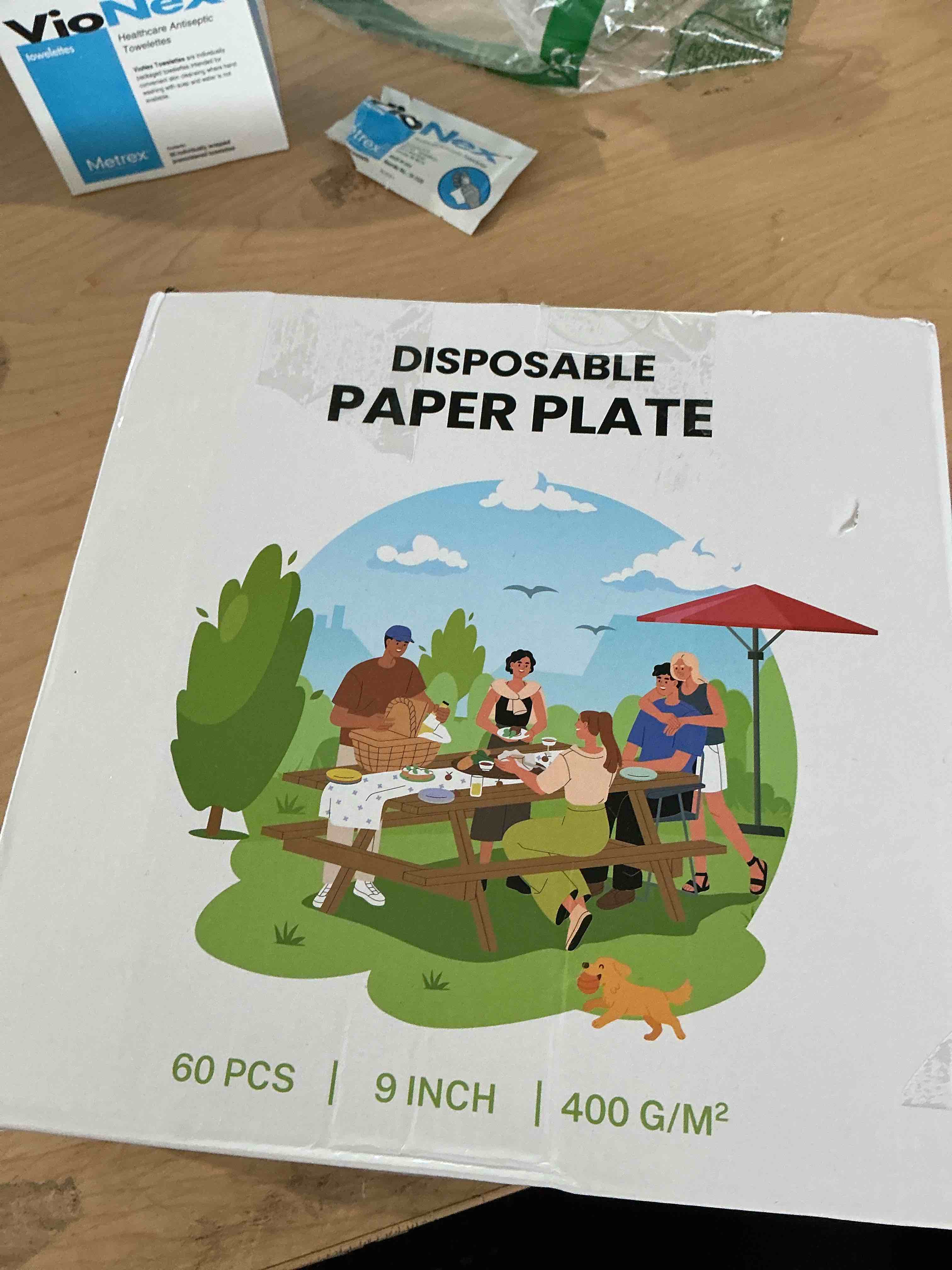 Condition photo showing New/Like New for kochorie 60 pieces rainbow disposable paper plates 9 inch heavy duty dinner plates, solid color, table decorations party supplies for birthdays, weddings, daily use