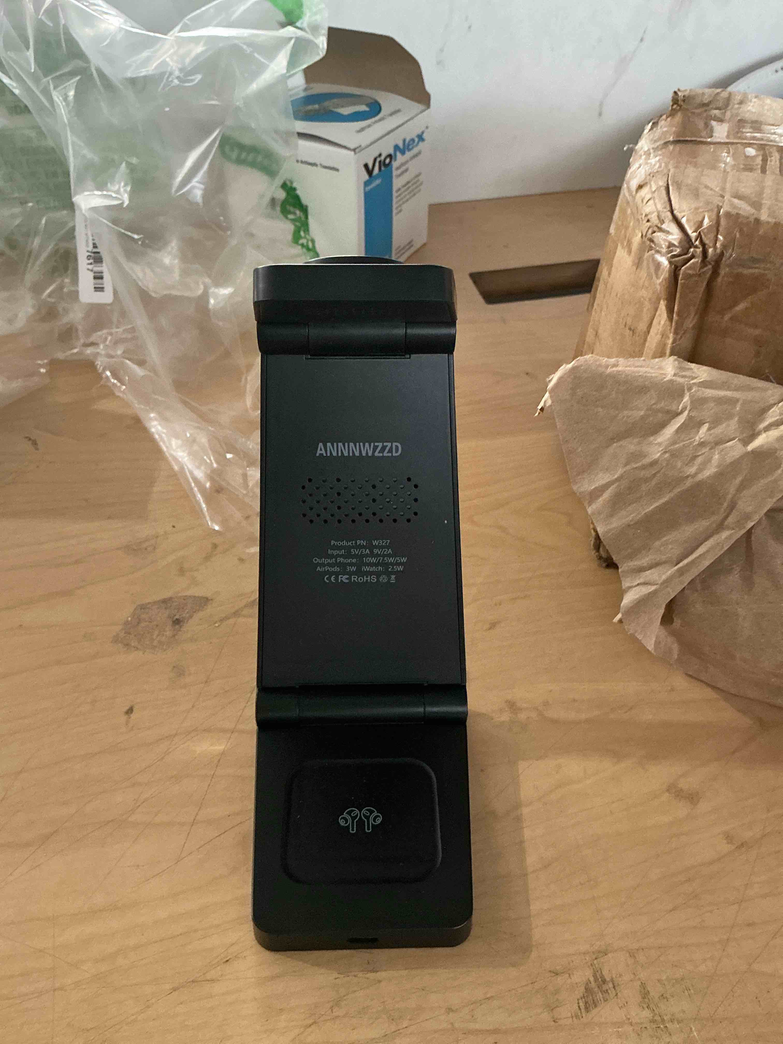 Condition photo showing New/Like New for anlmz 3 in 1 charging station for iphone, wireless charger for iphone 17 16e 16 15 14 13 12 11 x pro max & apple watch - wireless charging station for airpods 4 3 pro black