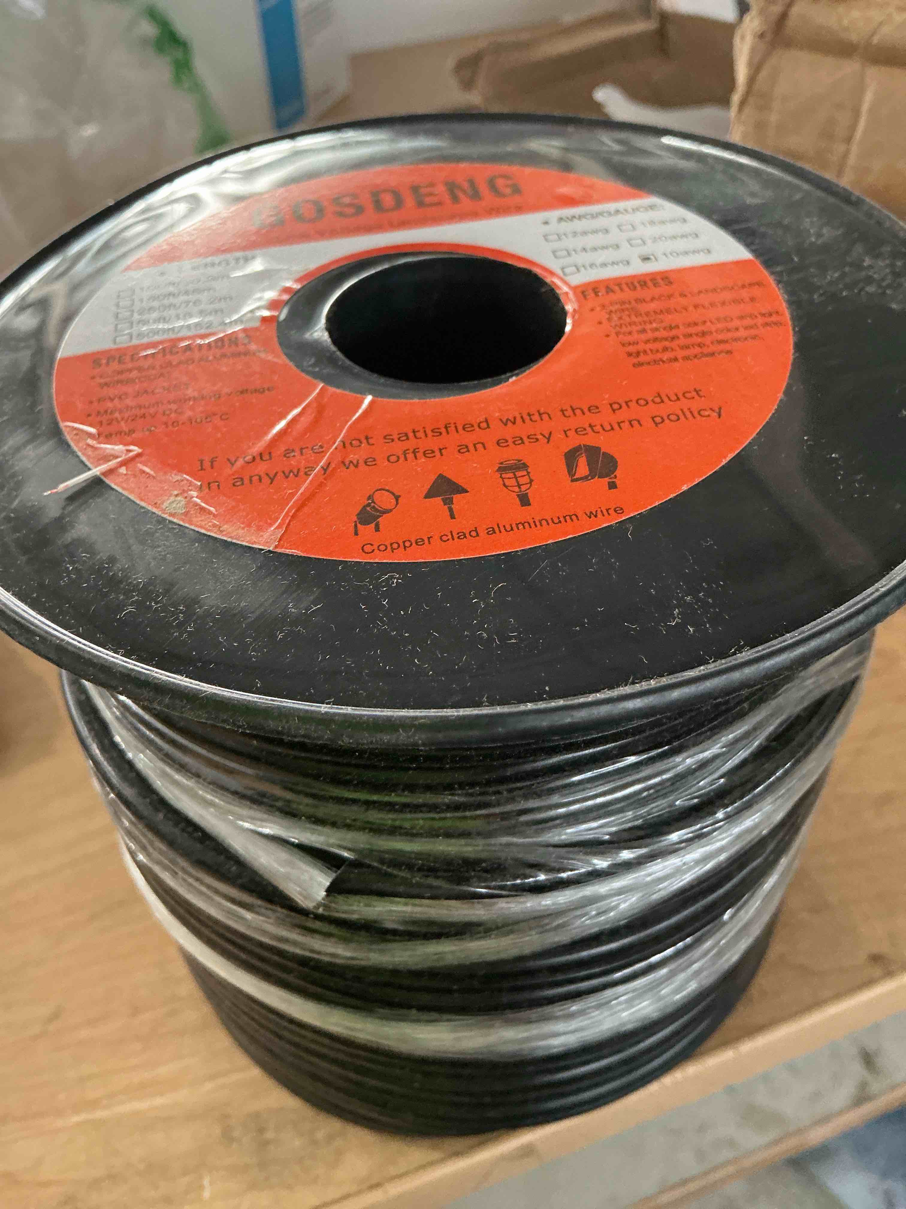 Condition photo showing New/Like New for 12/2 low voltage landscape wire 250ft outdoor landscape lighting cable 12 gauge 2 conductors low voltage wire for landscaping lights,copper clad aluminum direct burial
