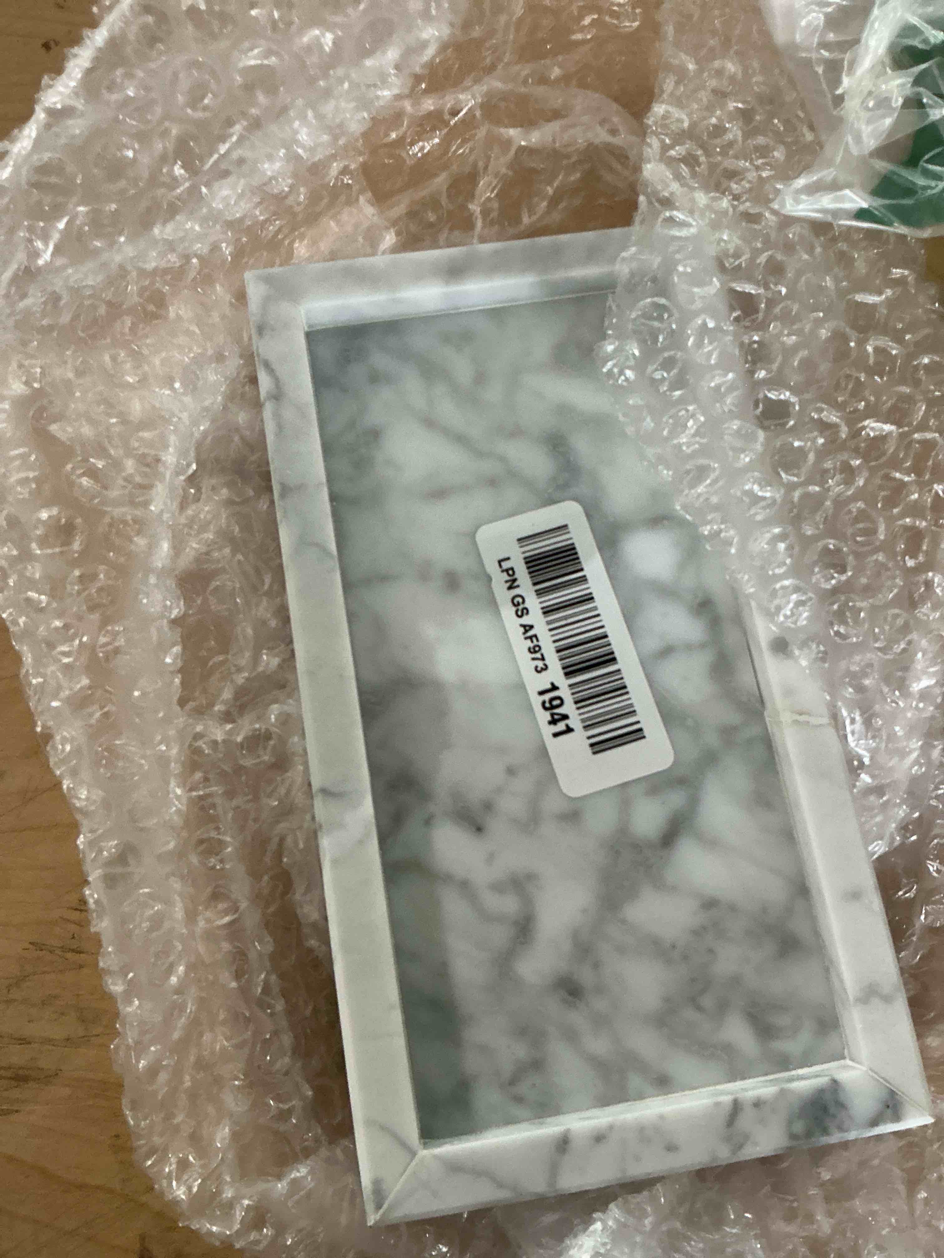 Condition photo showing New/Like New for luxspire resin bathroom tray for countertop organizer, mini, white marble