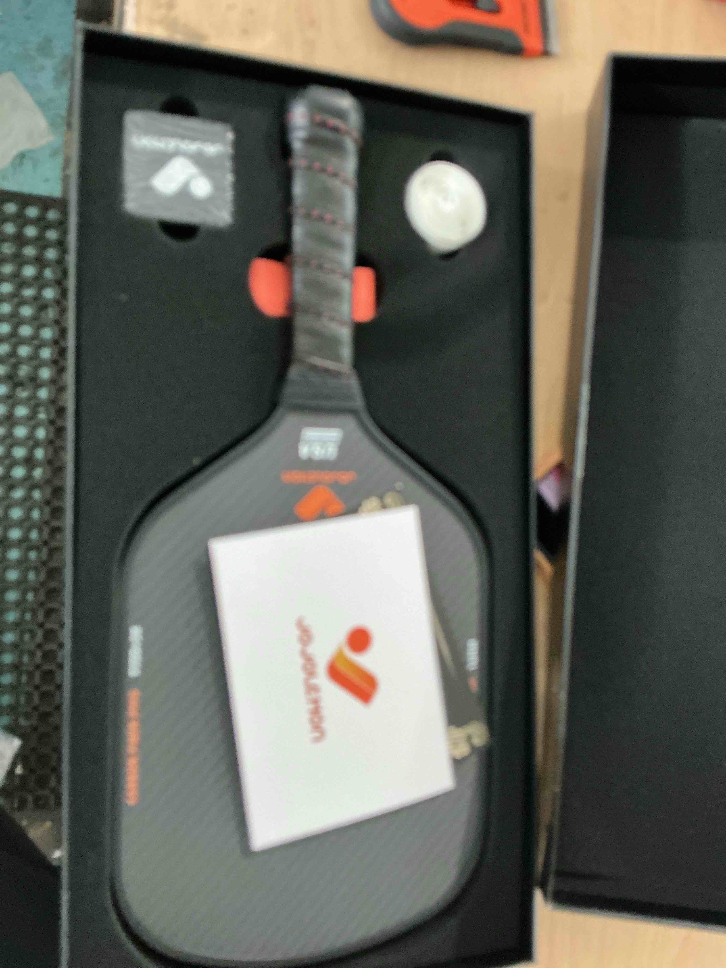 Condition photo showing New/Like New for jojolemon pickleball paddles, carbon fiber pickleball paddle with a 16mm shark power polymer core, the pickleball rackets designed for ultimate spin & consistency 16mm standard black