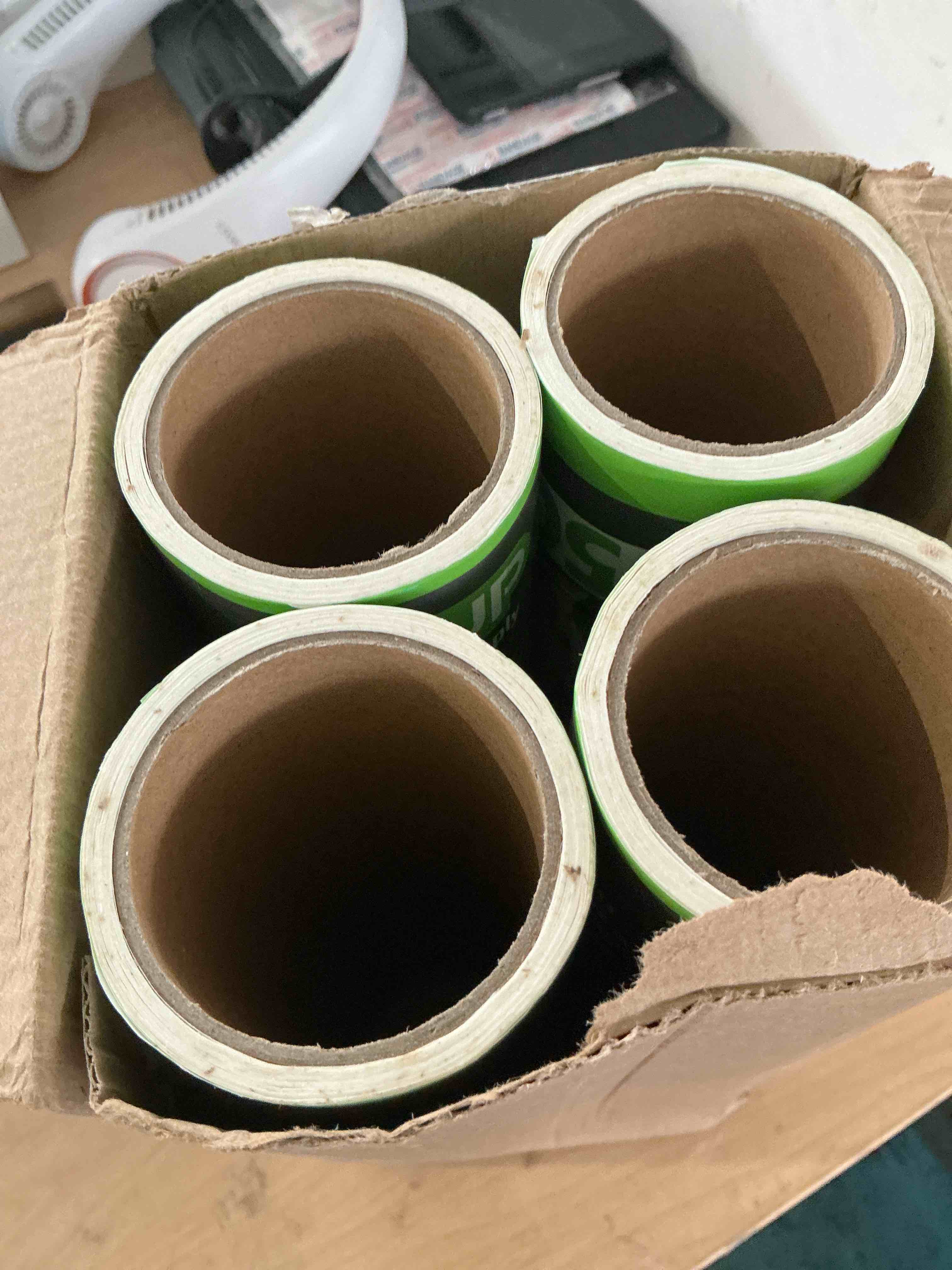 Condition photo showing New/Like New for 10 inch lint roller refills, 4 rolls 200 sheets large lint rollers for pet hair extra sticky, easily remove carpets, clothes, couch and curtains dust (not include lint roller handle)