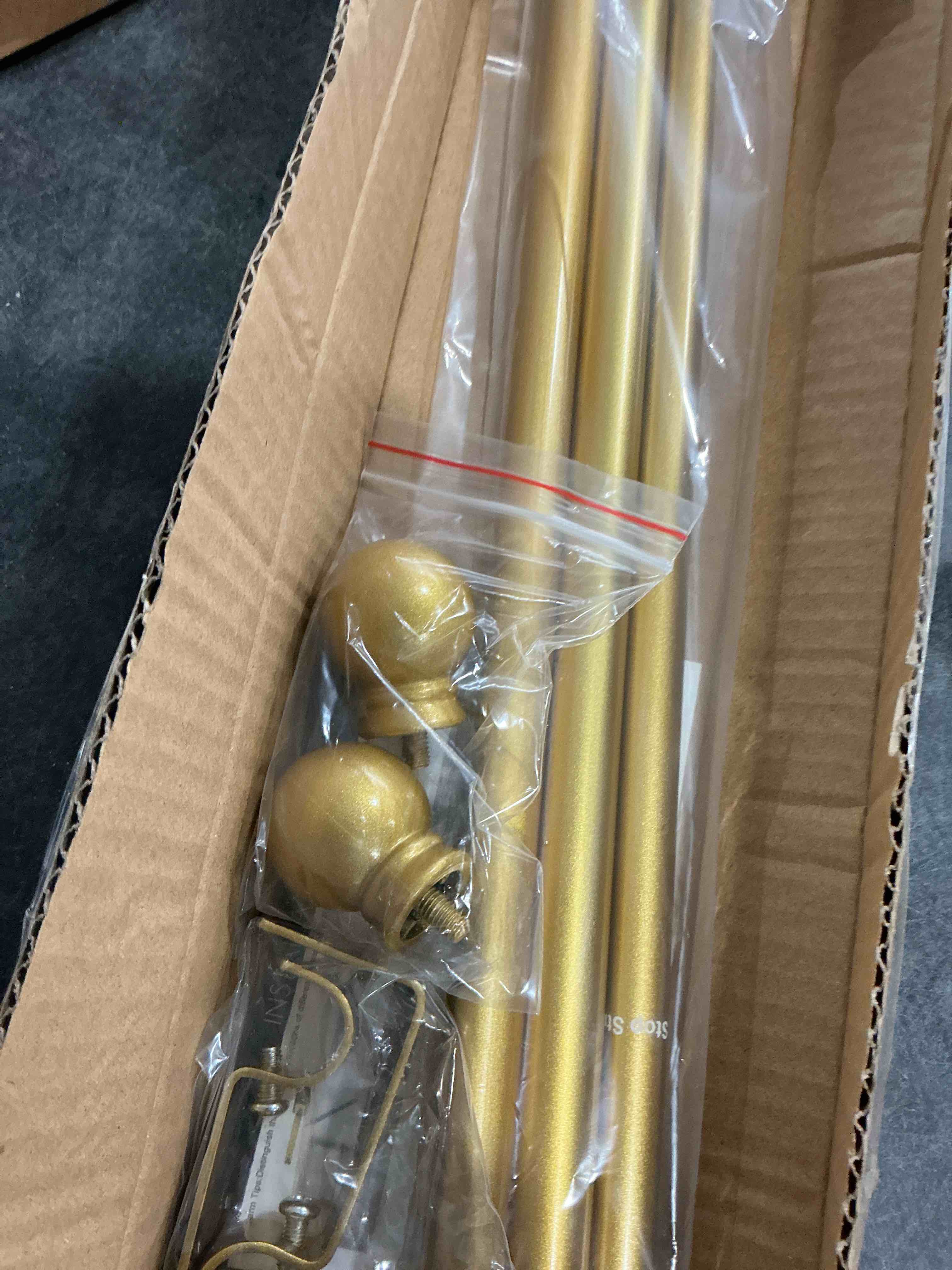 Condition photo showing Good Condition for Curtain Rods for windows 32-48 inch, 5/8 inch Decorative Gold Splicing Heavy Duty Metal Curtain Rod set with Brackets 32-46" Gold