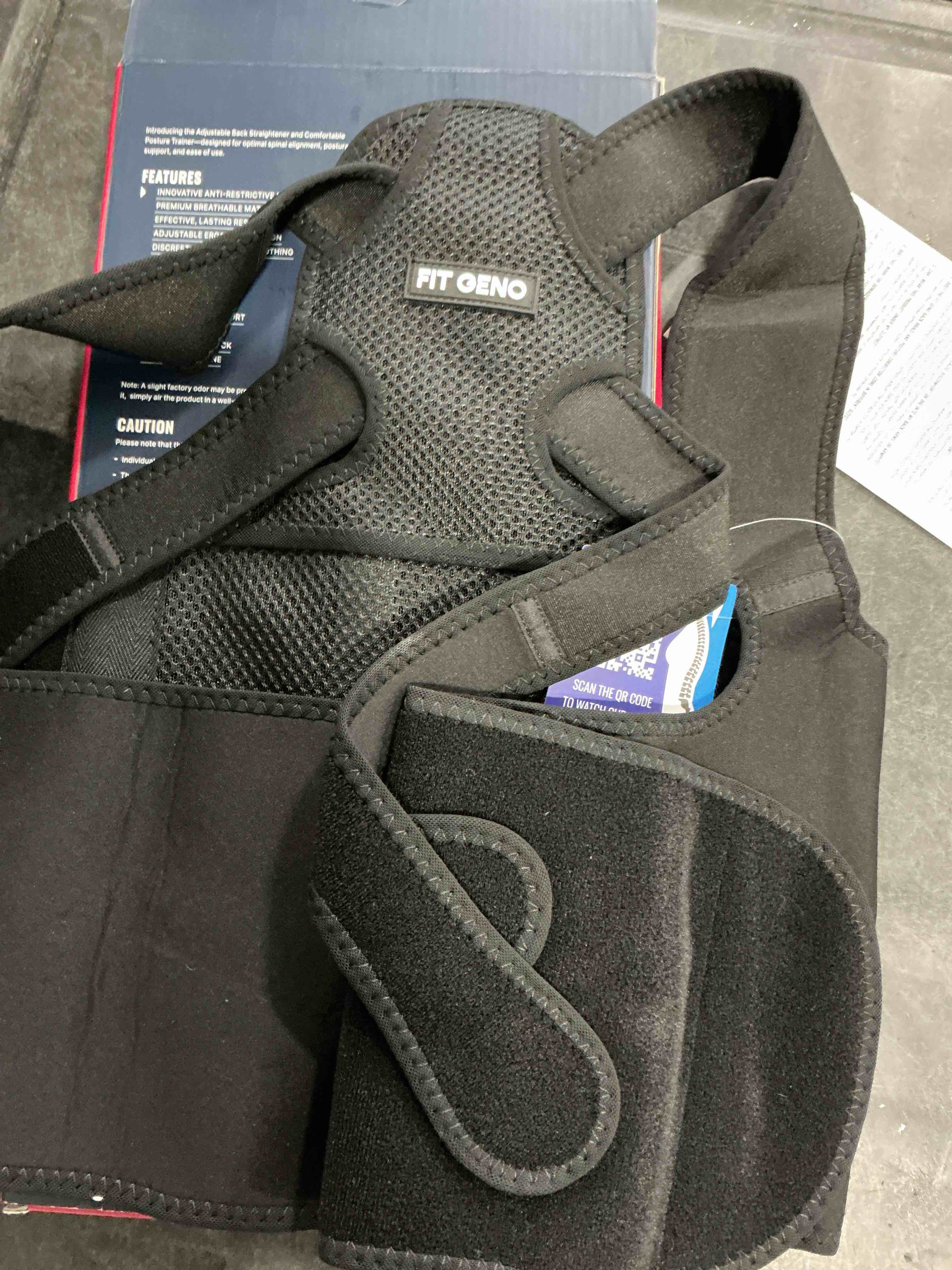 Condition photo showing Good Condition for Fit Geno Back Brace Posture Corrector for Women and Men, Shoulder Straightener, Adjustable Full Back Support, Upper and Lower Back Pain Relief - Scoliosis, Hunchback, Hump, Thoracic, Spine Corrector Black Medium/Large (Waist 33"-40")