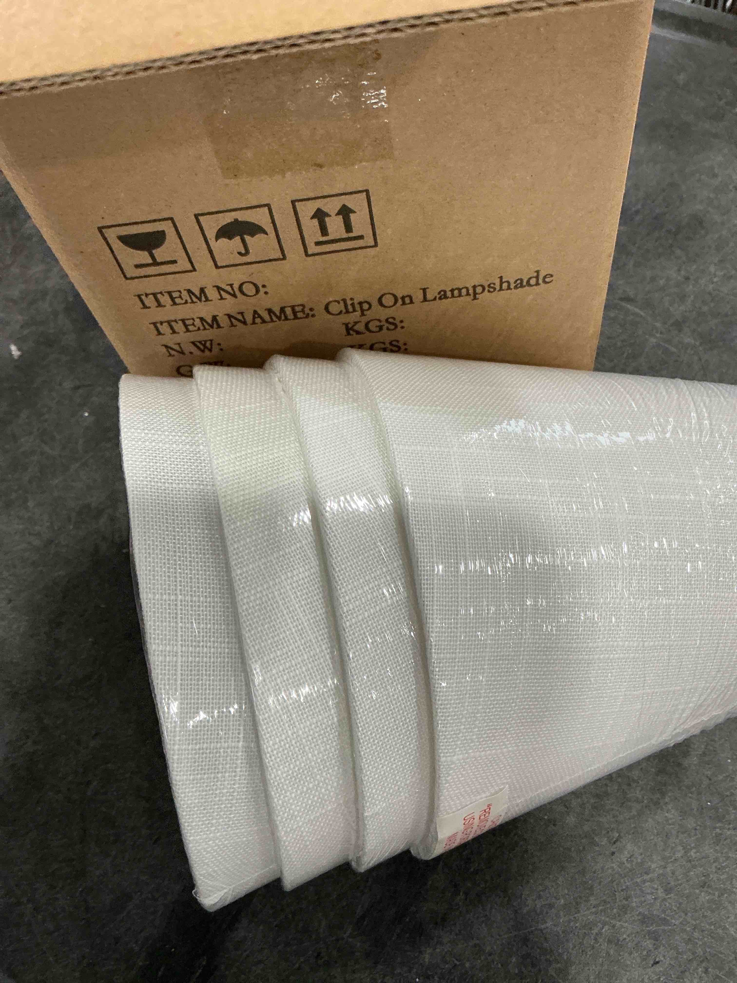 Condition photo showing Good Condition for GO&SO Linen Small Lamp Shades for Chandelier, Clip on Lamp Shade Set of 6 White Lamp Shade, 4x6x5 IN Mini Lamp Shades, Modern Barrel Lamps Shades for Small Table Lamps, Desk Lamps, Pendant Lights 6 Pack White-Linen