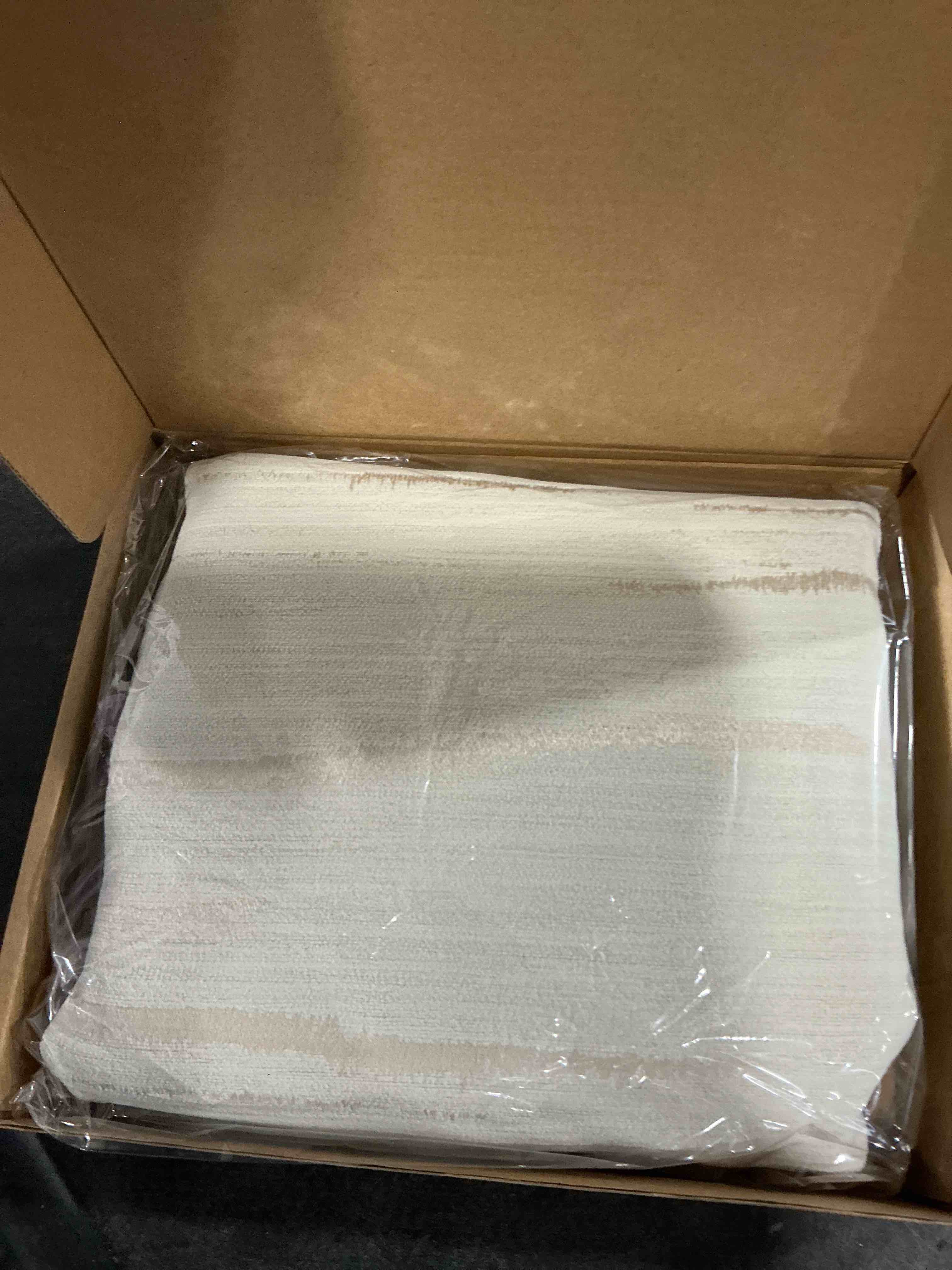 Condition photo showing Good Condition for FUTEI Cream Chenille Decorative Throw Pillow Covers 18x18 Inch Set of 2,Soft Embossed Striped Textured Cushion Case,Modern Home Decor for Couch Bed Living Room Cream 18" x 18" (Pack of 2)