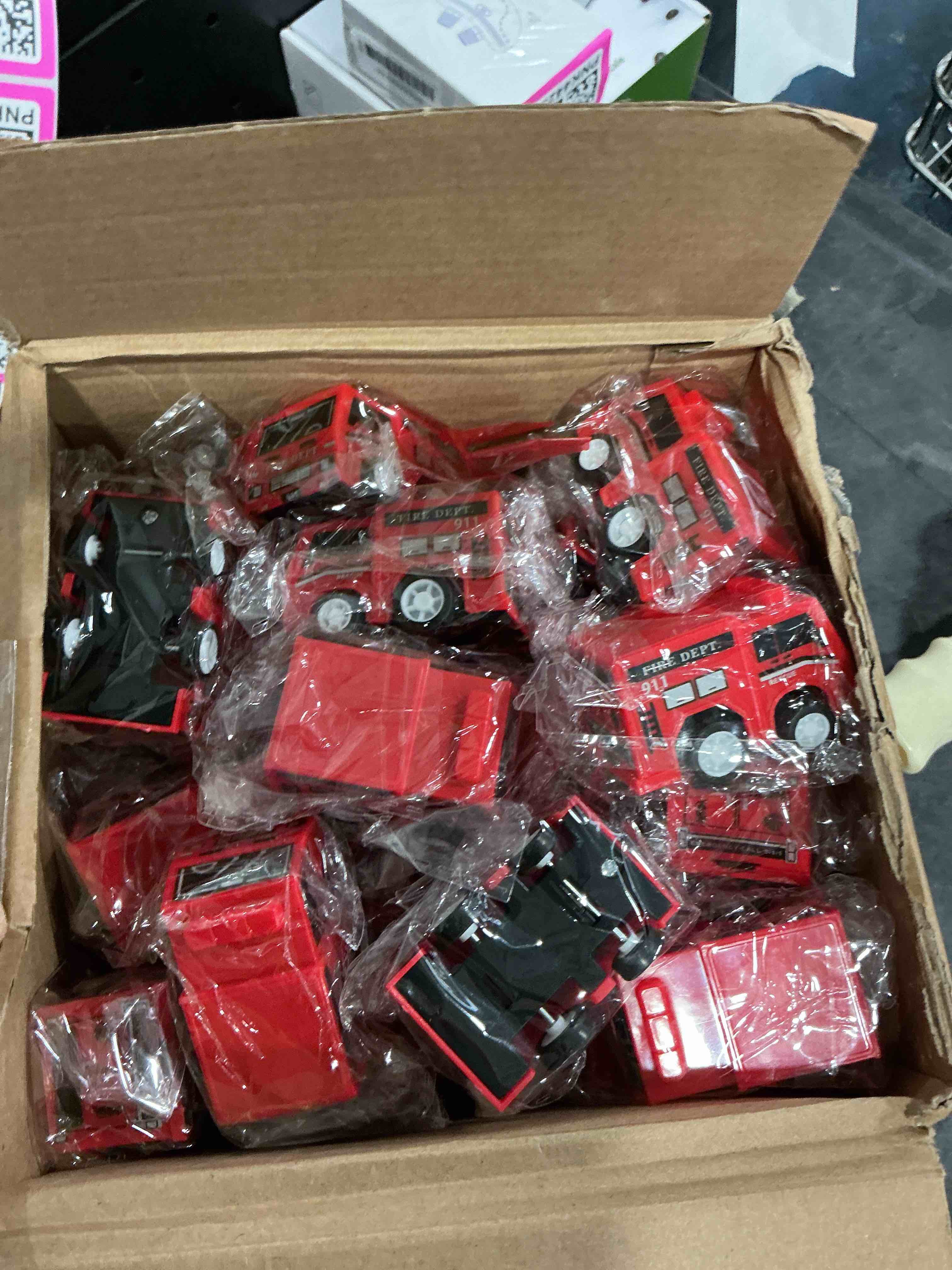 Condition photo showing Good Condition for Funtery Mini Pullback Fire Truck Toy Small Pull Back Firetruck Plastic Fire Engine Toy Trucks Firefighter Birthday Party Supplies, Fireman Favors Goodie Bag Fillers, 4 Styles (96)