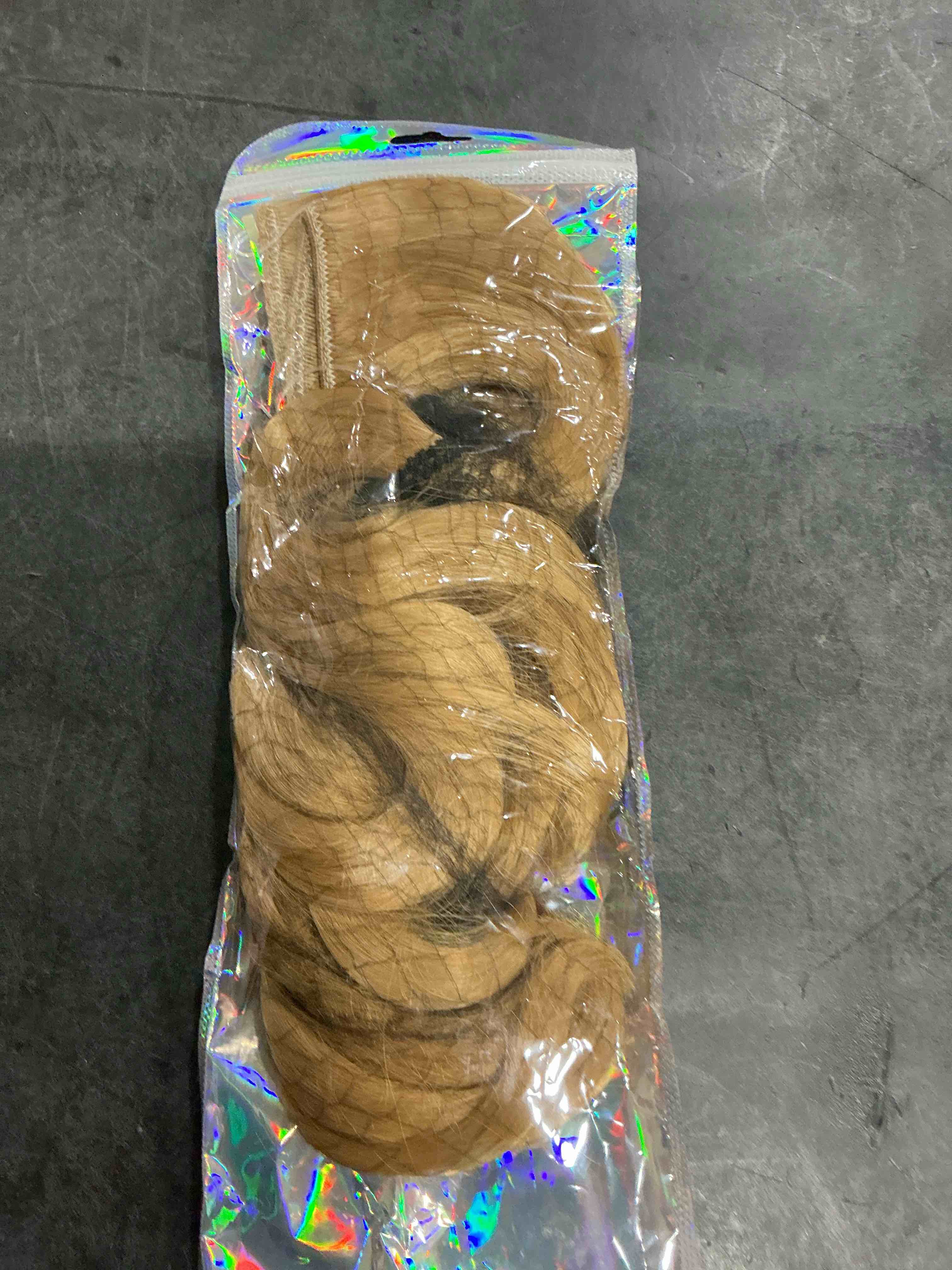 Condition photo showing Good Condition for Curly Halo Hair Extensions Invisible Wire Wavy Hair Pieces For Women Adjustable Long Highlights Synthetic Thinner Softer Hairpieces Dark Blonde 22 Inch
