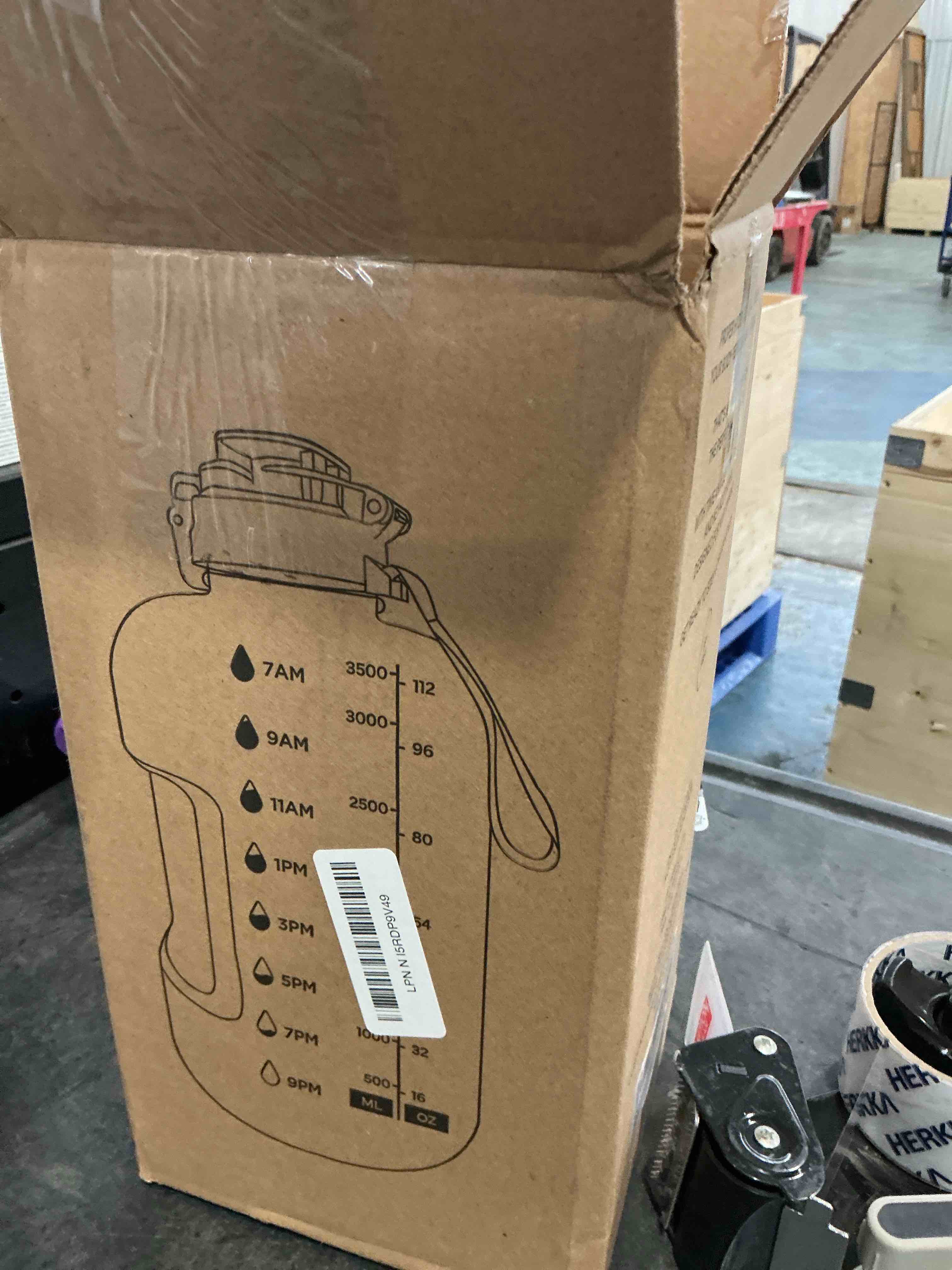 Condition photo showing New/Like New for AQUAFIT 1 Gallon Water Jug with Time Marker - BPA Free 128 oz Gym Water Bottle with Straw, Handle, Gray 128 Ounces Gray