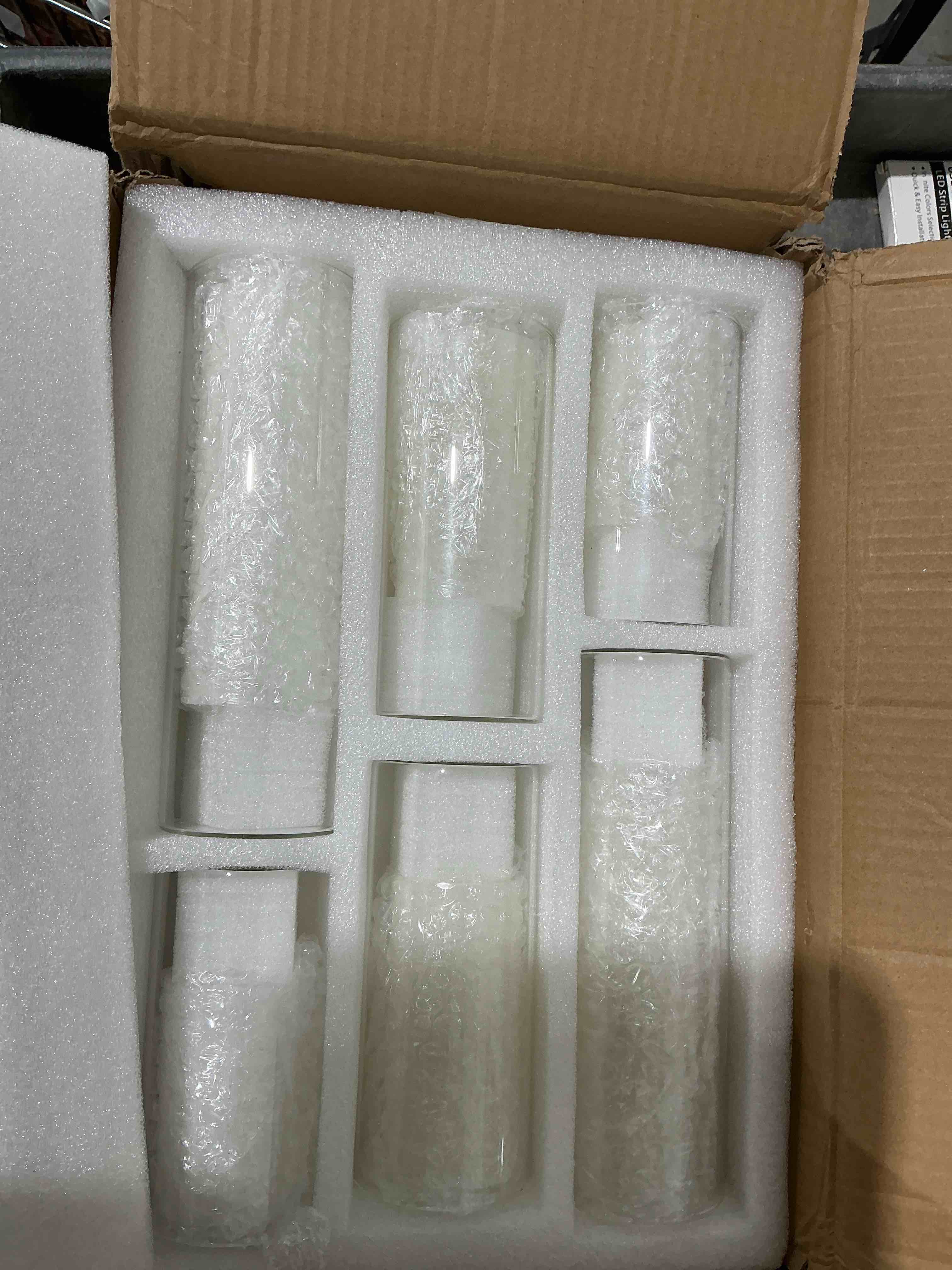 Condition photo showing Good Condition for 12PCS Ivory White Pillar Candles with Glass Candle Holders Clear Hurricane Candle Holders Glass Cylinder Vases for Centerpieces Wedding Party, Event, Home Office 