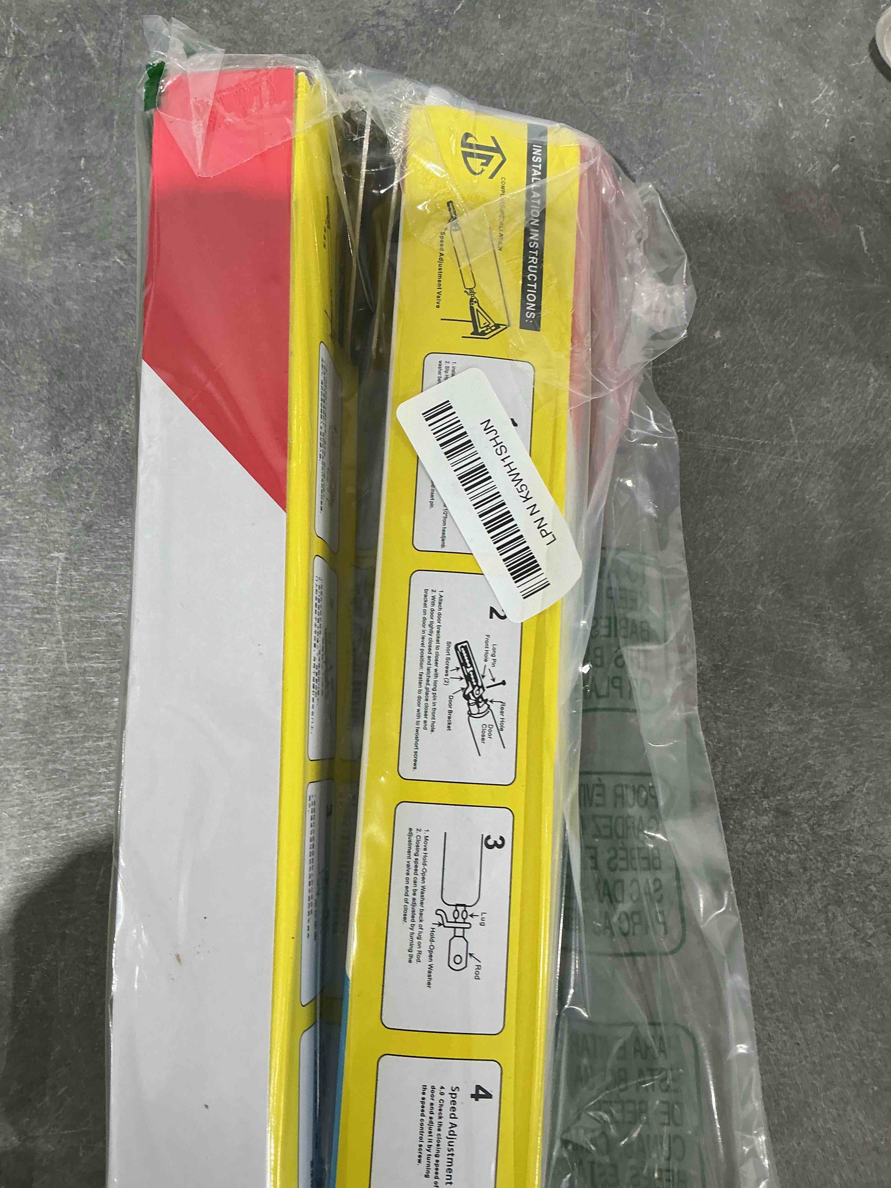 Condition photo showing Good Condition for 2 PCS Screen and Storm Door Closer Kit, Heavy Duty Pneumatic Screen and Storm Door Closer, Screen and Storm Door Push Button Latch Set Replacement Kit, Adjust Smooth Closing Speed (White) 2 PCS White