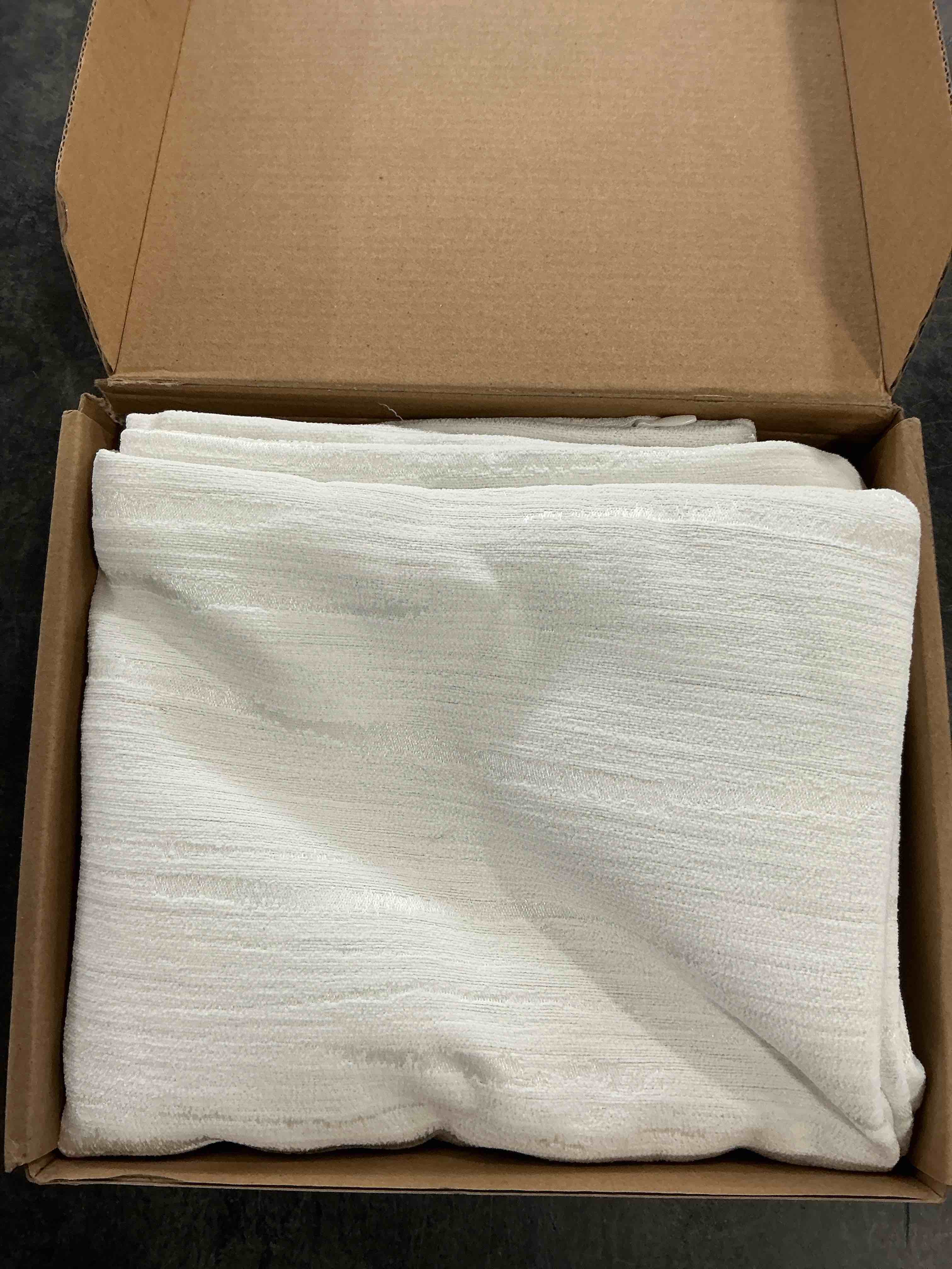 Condition photo showing New/Like New for FUTEI White Chenille Decorative Throw Pillow Covers 16x16 Inch Set of 2,Soft Embossed Striped Textured Cushion Case,Modern Home Decor for Couch Bed Living Room White 16" x 16" (Pack of 2)