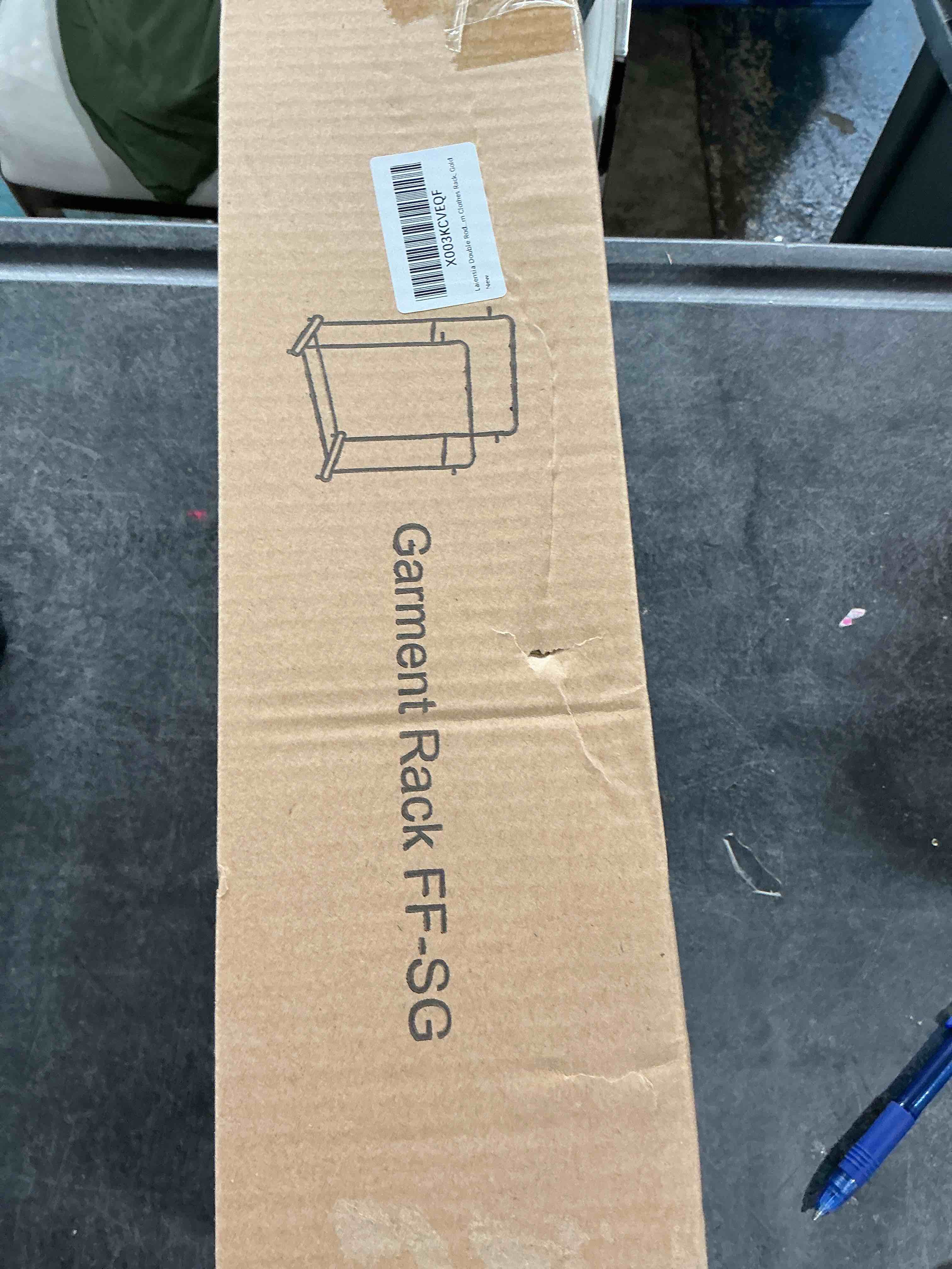 Condition photo showing New/Like New for Laiensia Double Rods Garment Rack with Wheels, Clothing Rack for Hanging Clothes,4 Hooks, Multi-functional Bedroom Clothes Rack, Gold