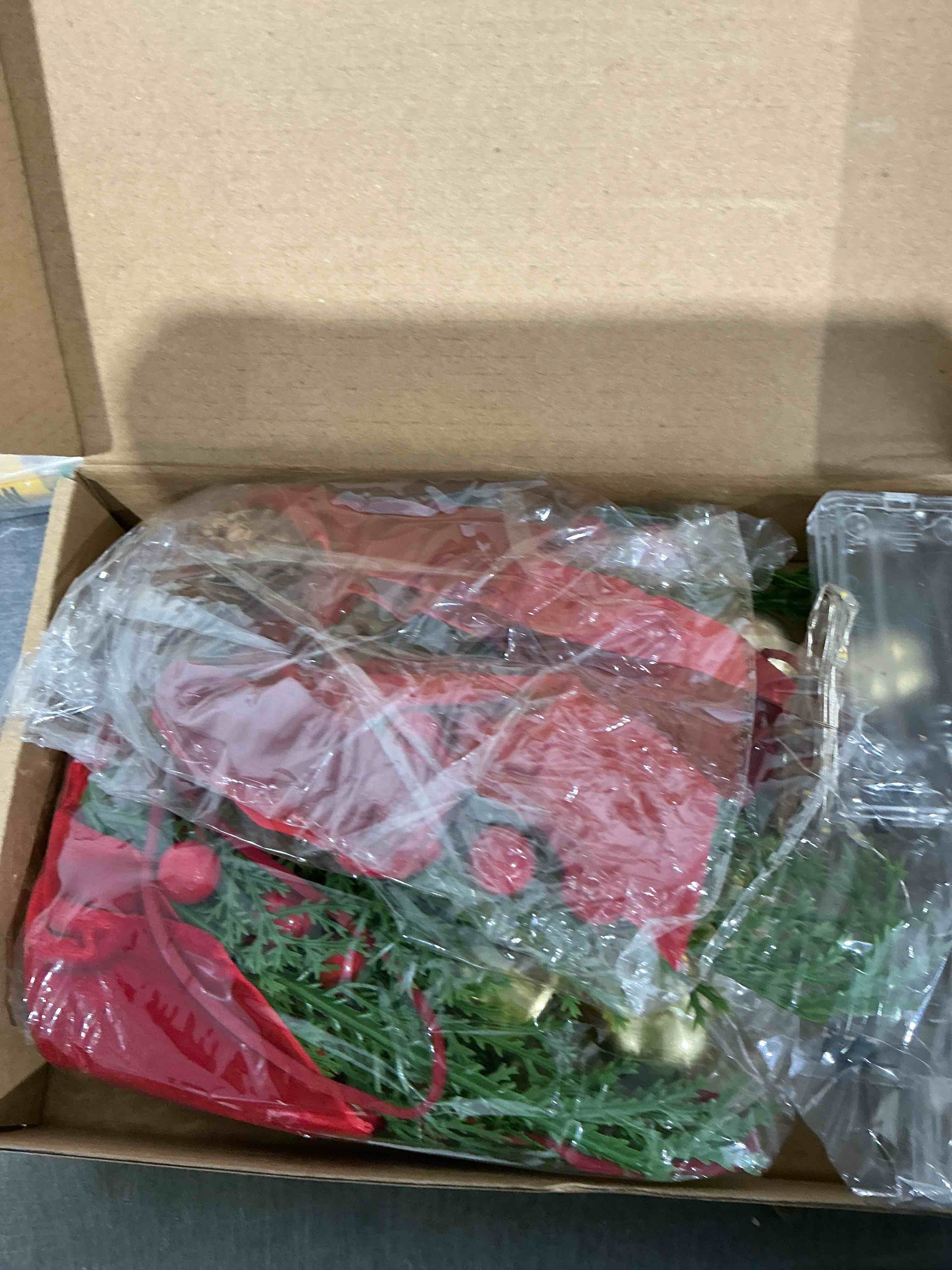 Condition photo showing Good Condition for 2 Pcs 15 Inch Christmas Bells Decoration for Front Door Artificial Wreath Bows with Bells, Pinecone, Cypress, Berries, Lights Large Xmas Hanging Ornament for Tree Topper(Red)