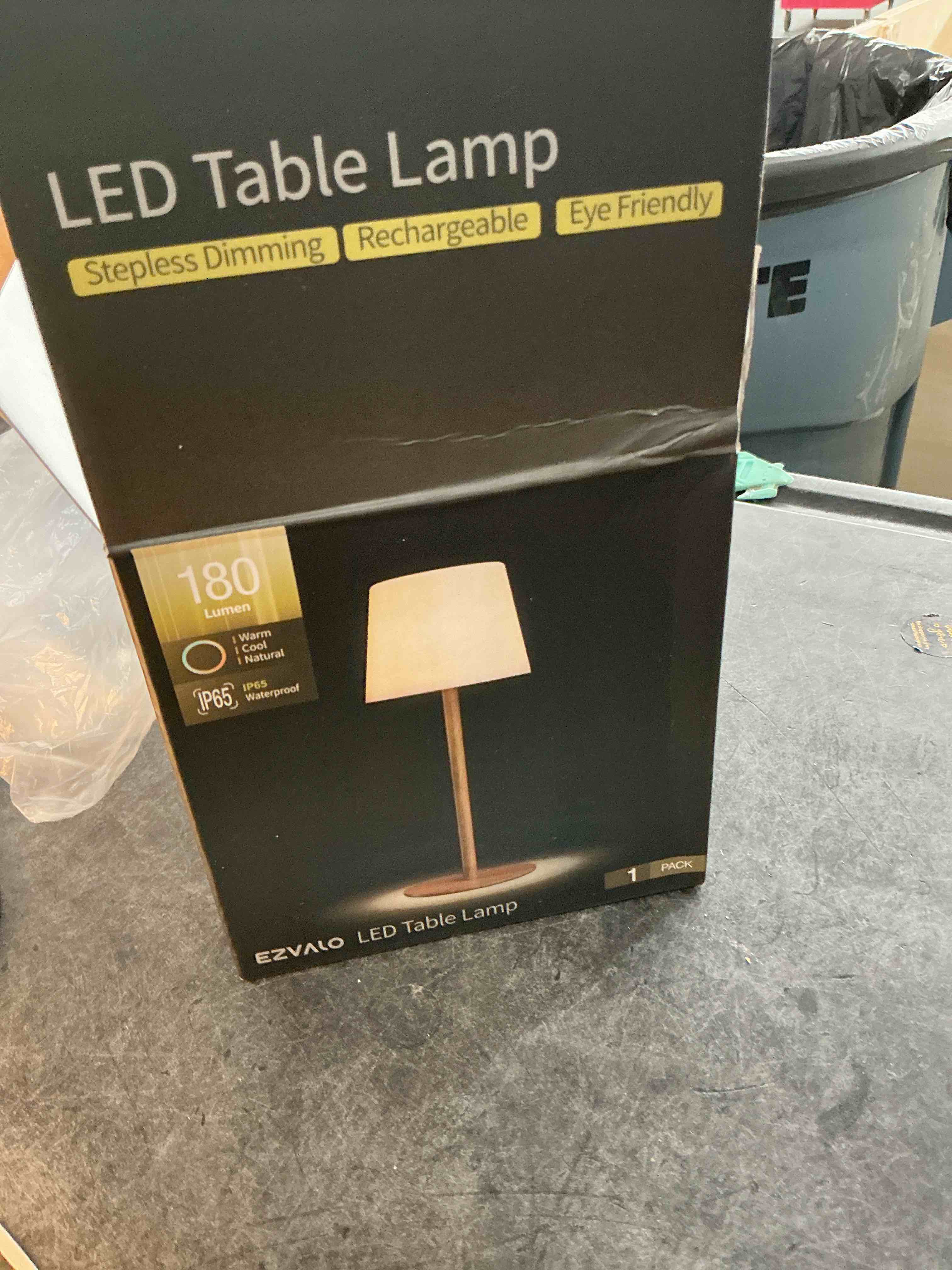 Condition photo showing New/Like New for EZVALO Outdoor Cordless Table Lamp, IP65 Waterproof 4500mAh Rechargeble Shower Lamp, Dimmable Touch Lamp, LED Night Light Lamp for Bathroom Patio Camping Restaurant Home?1 Pcs? Wood Grain 1 Pack