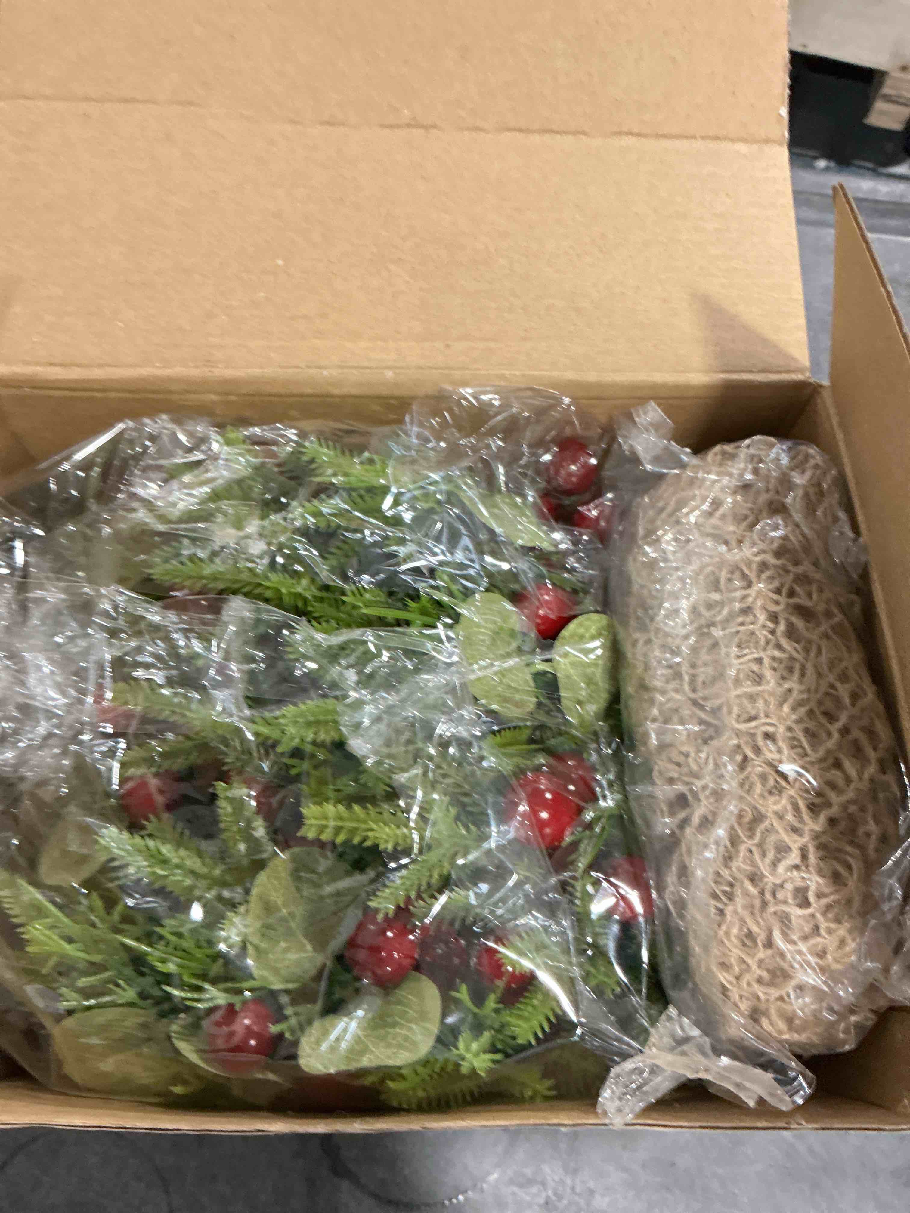 Condition photo showing Good Condition for Zeyune 6 Set 9'' Mini Wreath for Kitchen Cabinet Small Christmas Wreath Real Touch Artificial Eucalyptus with Burlap Ribbon Berry Pine Cone Farmhouse for Xmas Window Front Door Chair Fireplace Hanging